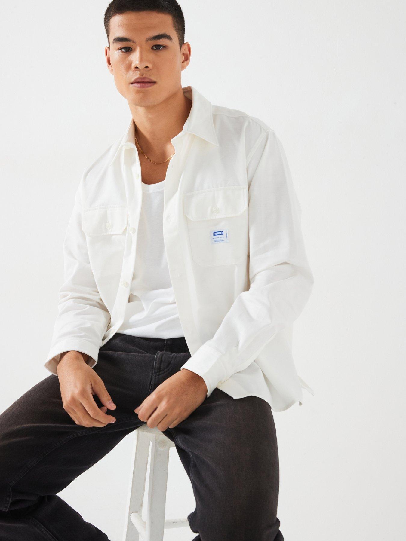 undefined BLUE Ekynone Loose Fit Double Pocket Long Sleeve Shirt - White