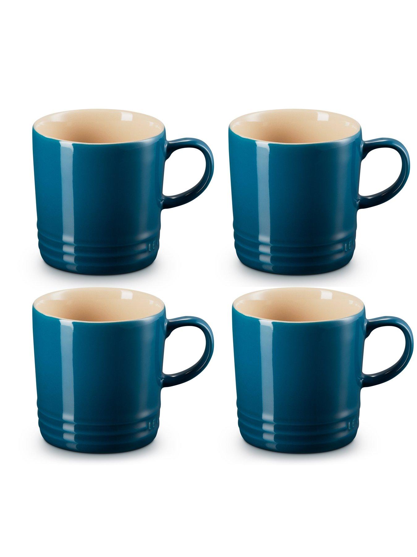 Image 1 of 7 of Le Creuset Set of 4 Stoneware Mugs in Deep Teal