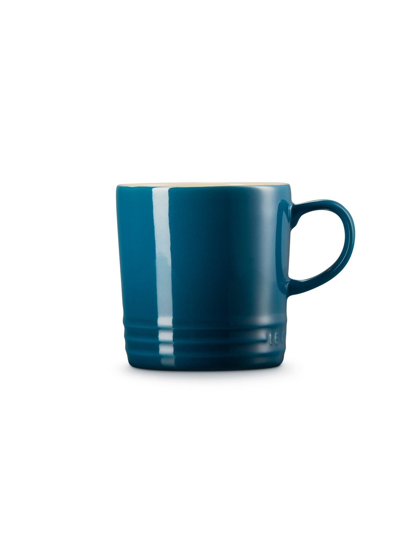 Image 3 of 7 of Le Creuset Set of 4 Stoneware Mugs in Deep Teal