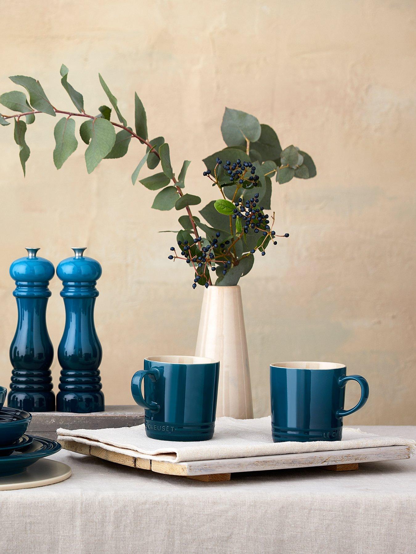 Image 5 of 7 of Le Creuset Set of 4 Stoneware Mugs in Deep Teal