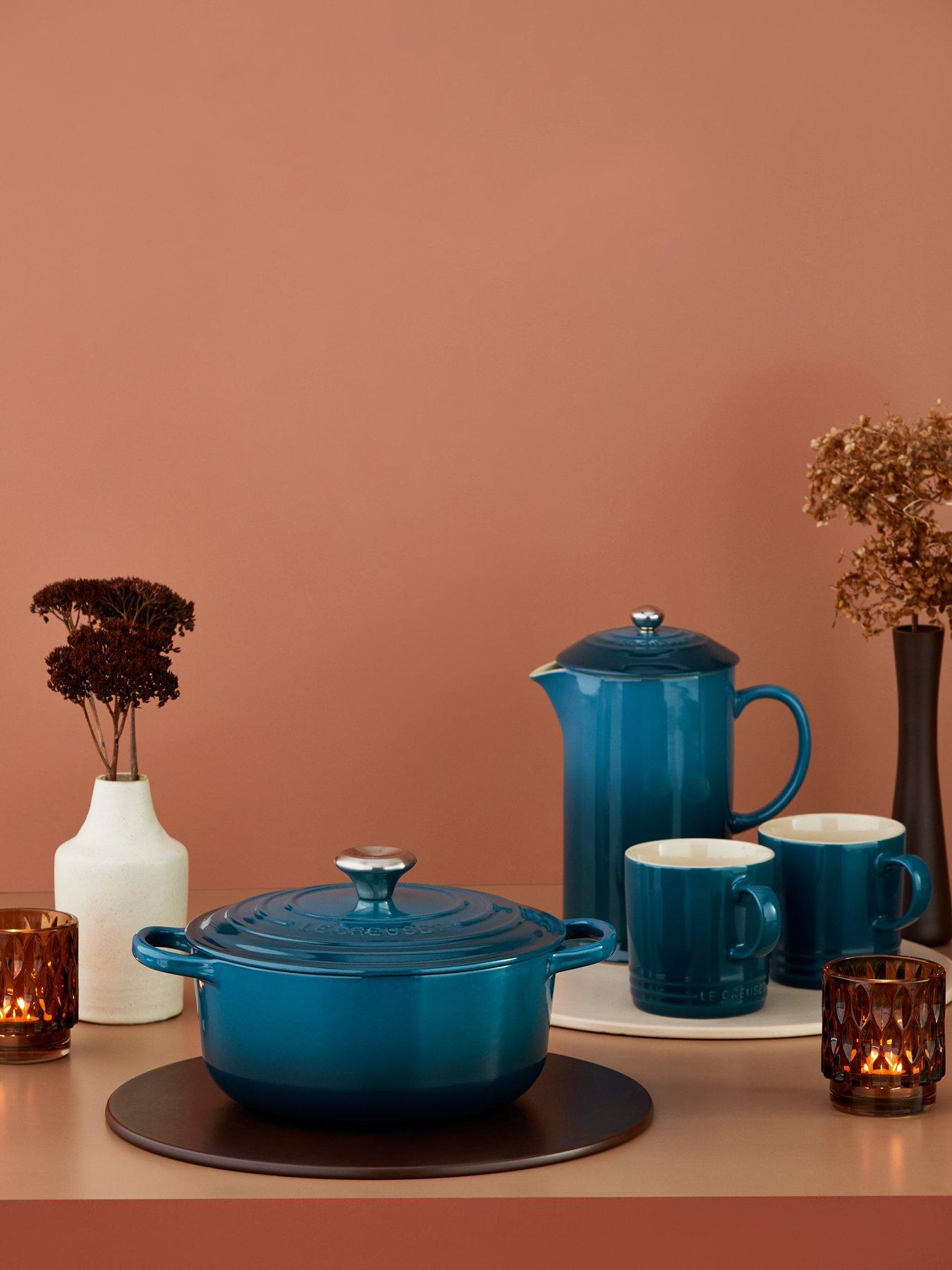 Image 6 of 7 of Le Creuset Set of 4 Stoneware Mugs in Deep Teal
