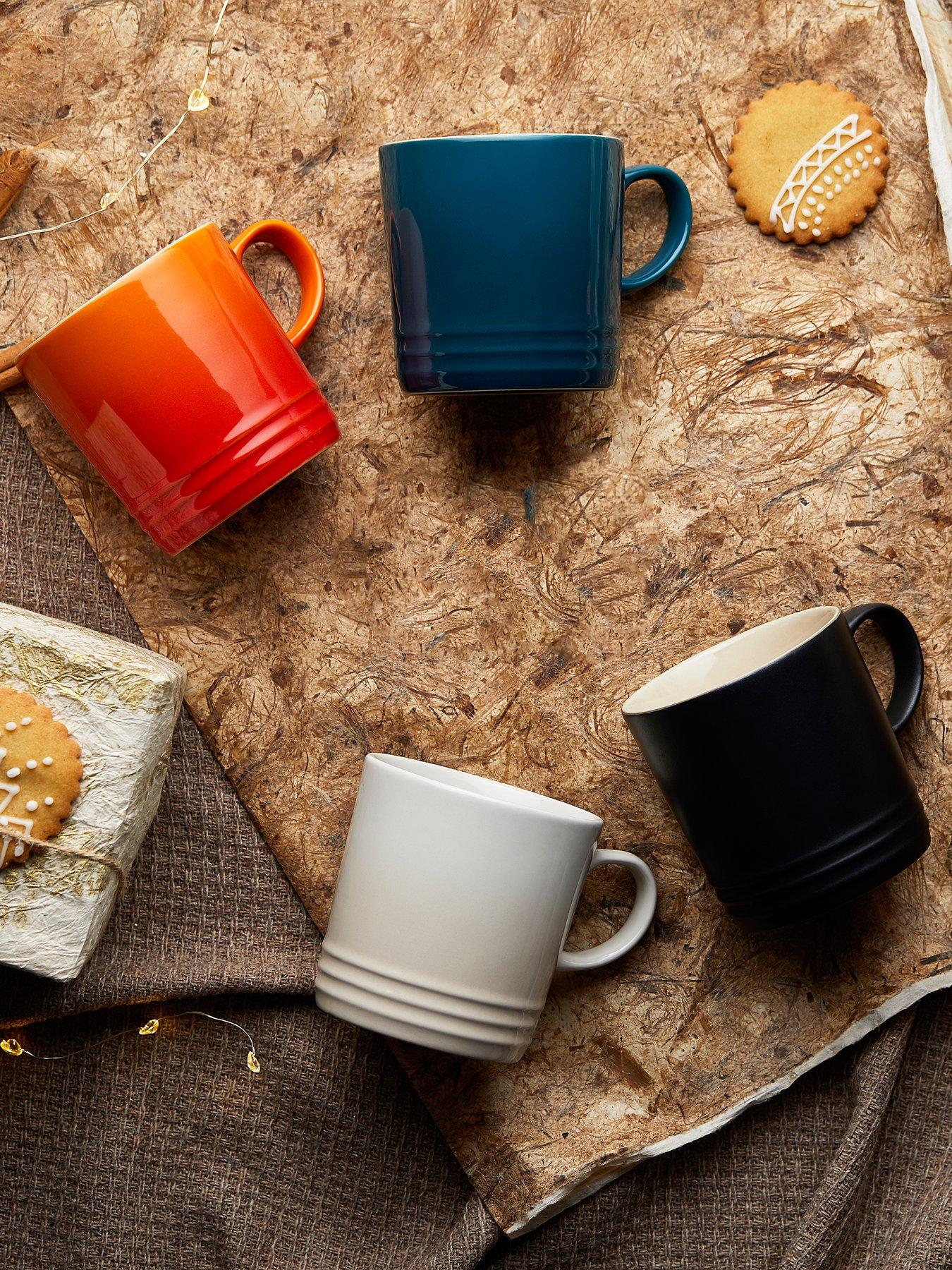 Image 7 of 7 of Le Creuset Set of 4 Stoneware Mugs in Deep Teal