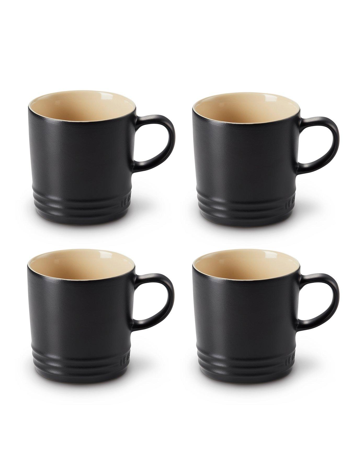 Product photograph of Le Creuset Set Of 4 Stoneware Mugs In Satin Black from very.co.uk