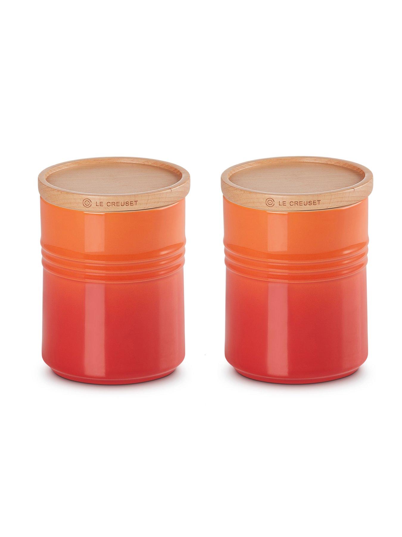 Product photograph of Le Creuset Set Of 2 Stoneware Storage Jars from very.co.uk