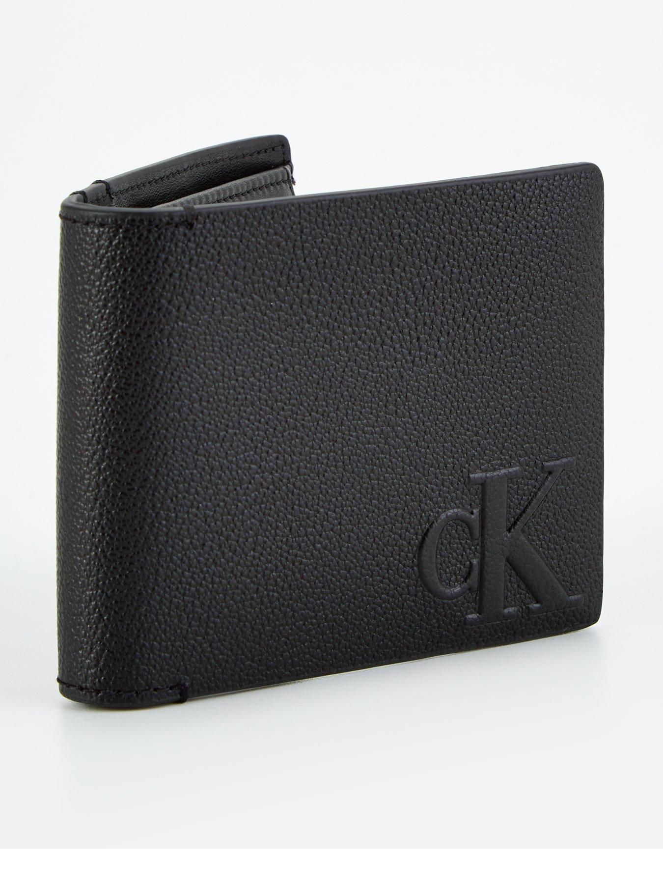 Calvin Klein Jeans Logo Emboss Bifold Card Coin Wallet Black Very