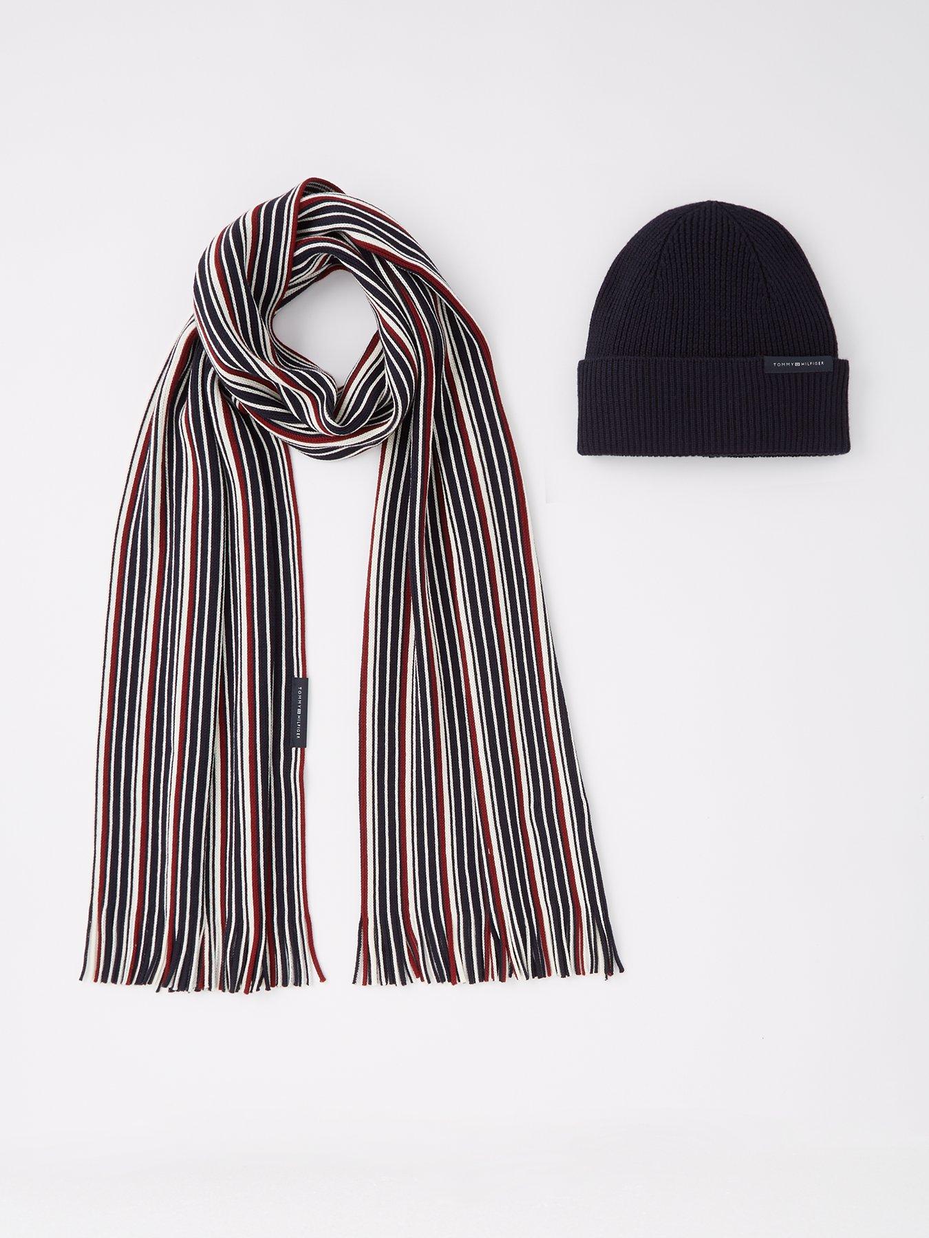 undefined Beanie  &  Multi Stripe Scarf Gift Set - Navy