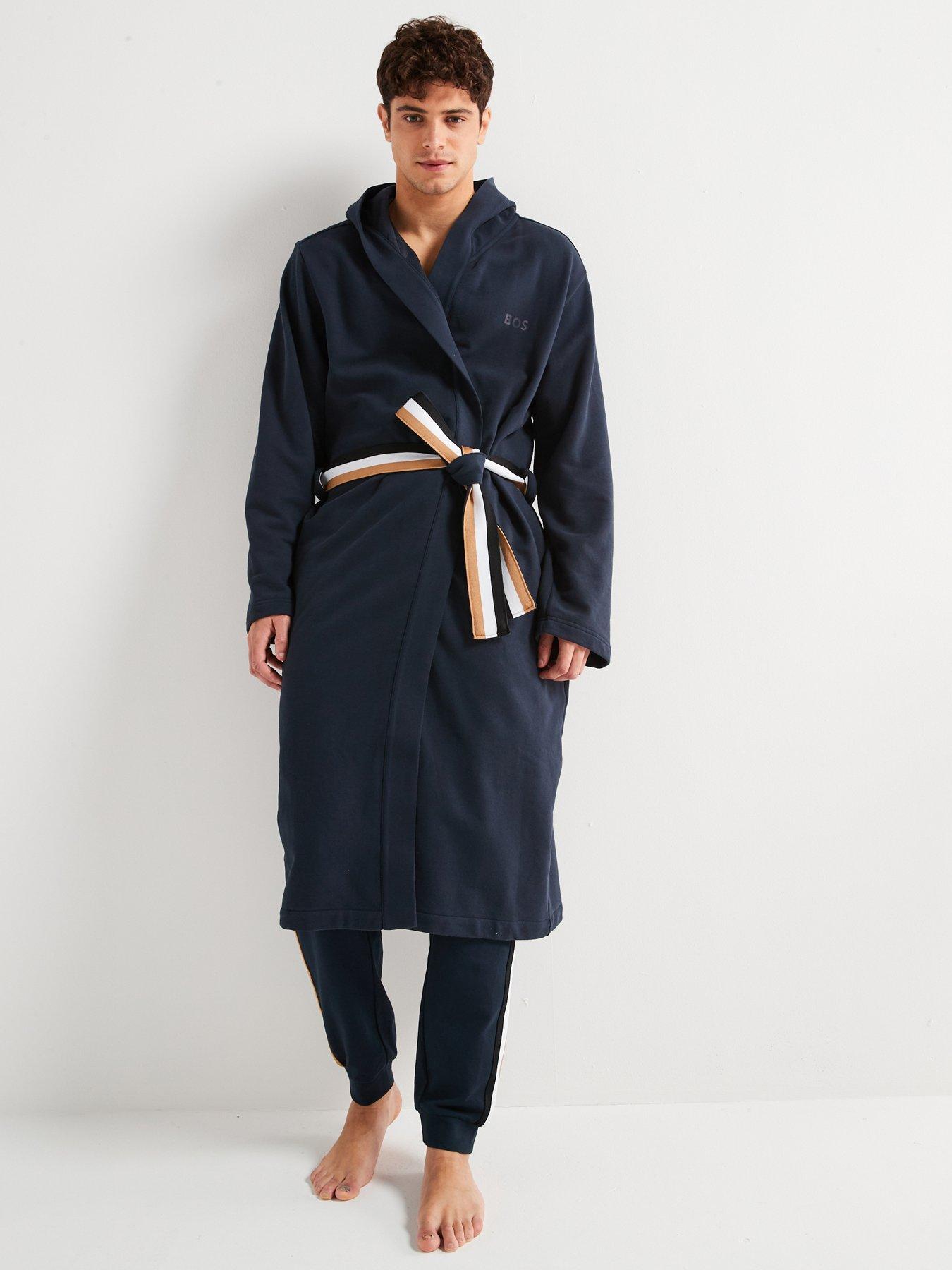Image 1 of 4 of BOSS Iconic French Terry Robe - Dark Blue