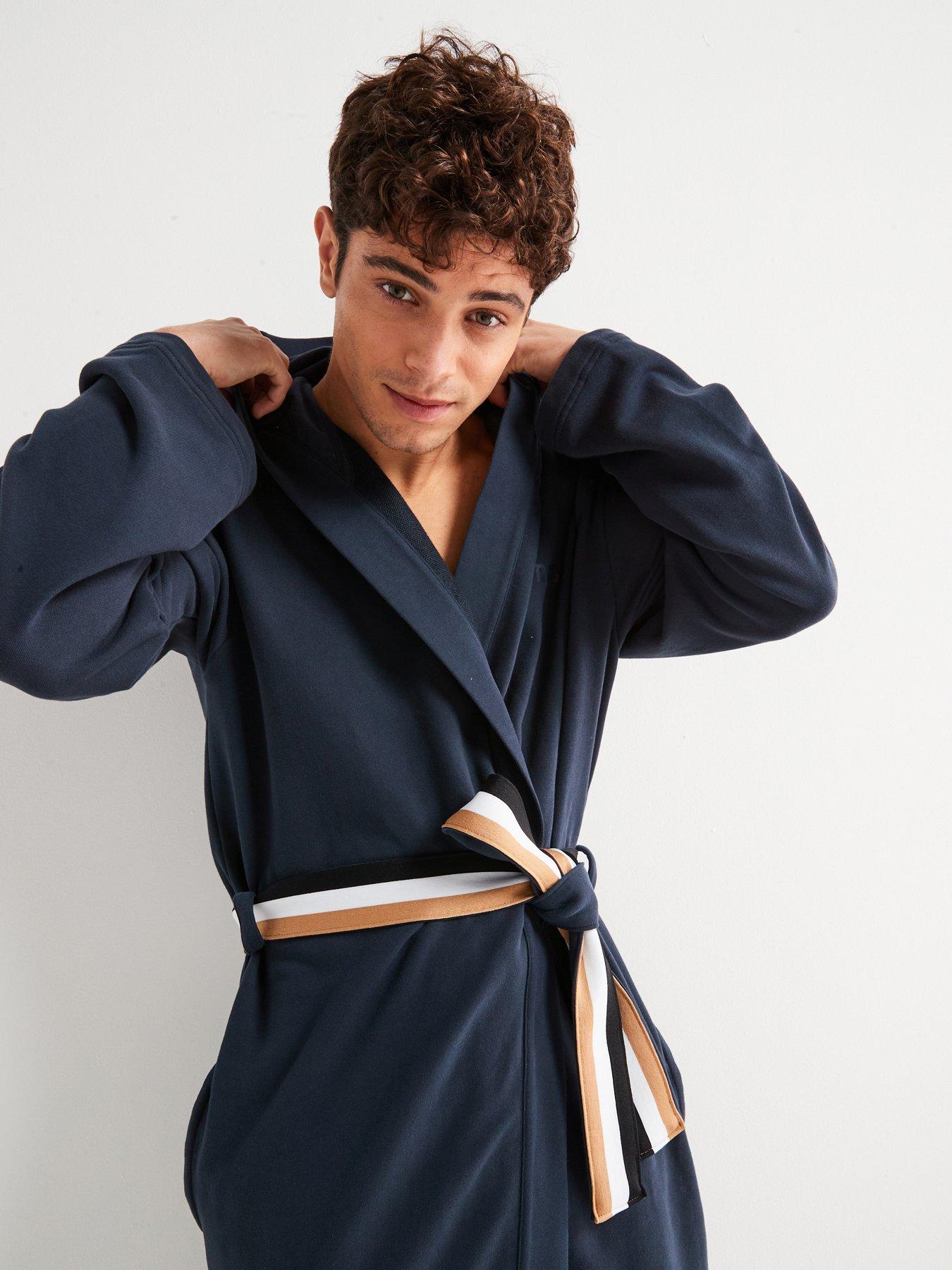 Image 3 of 4 of BOSS Iconic French Terry Robe - Dark Blue