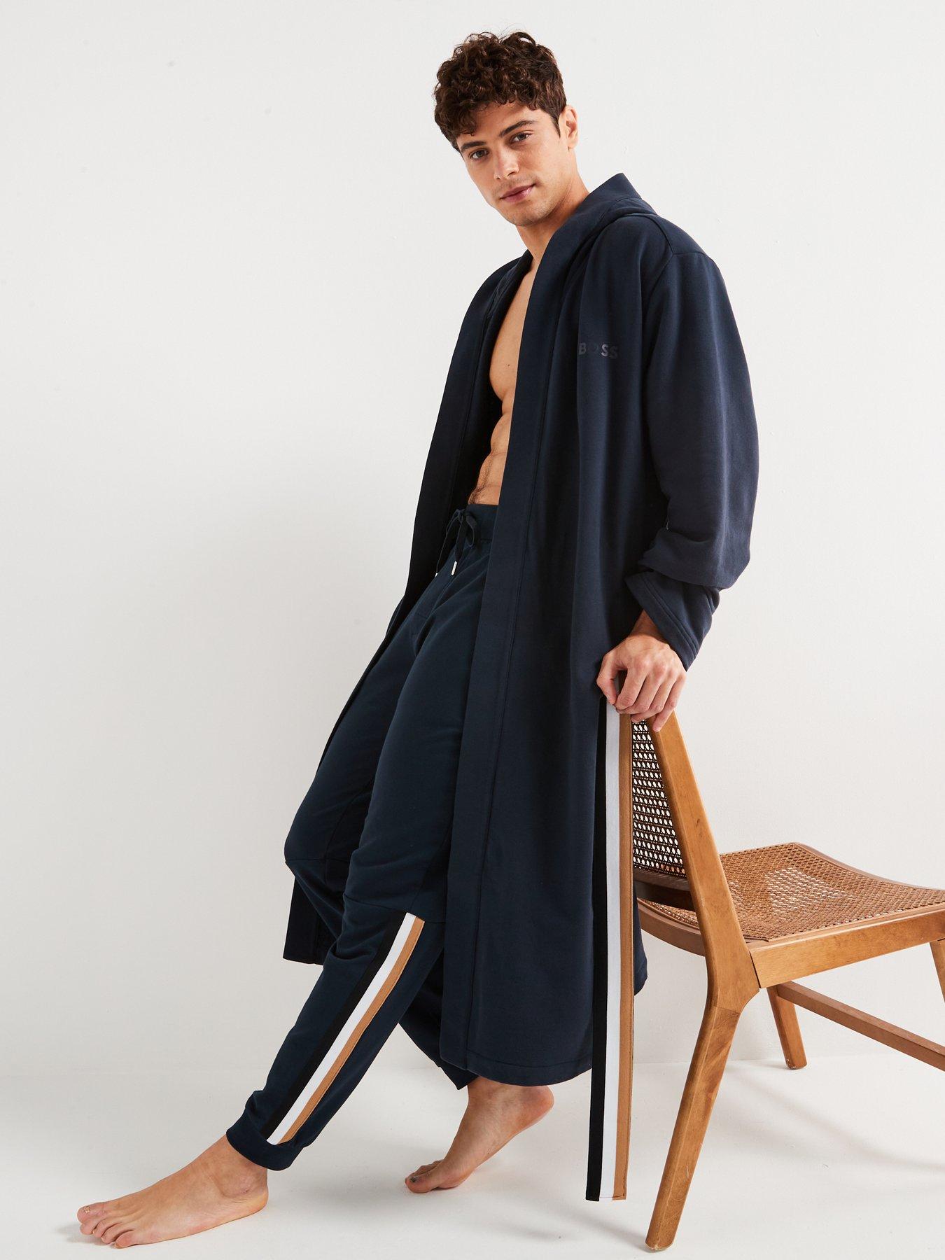 Image 4 of 4 of BOSS Iconic French Terry Robe - Dark Blue