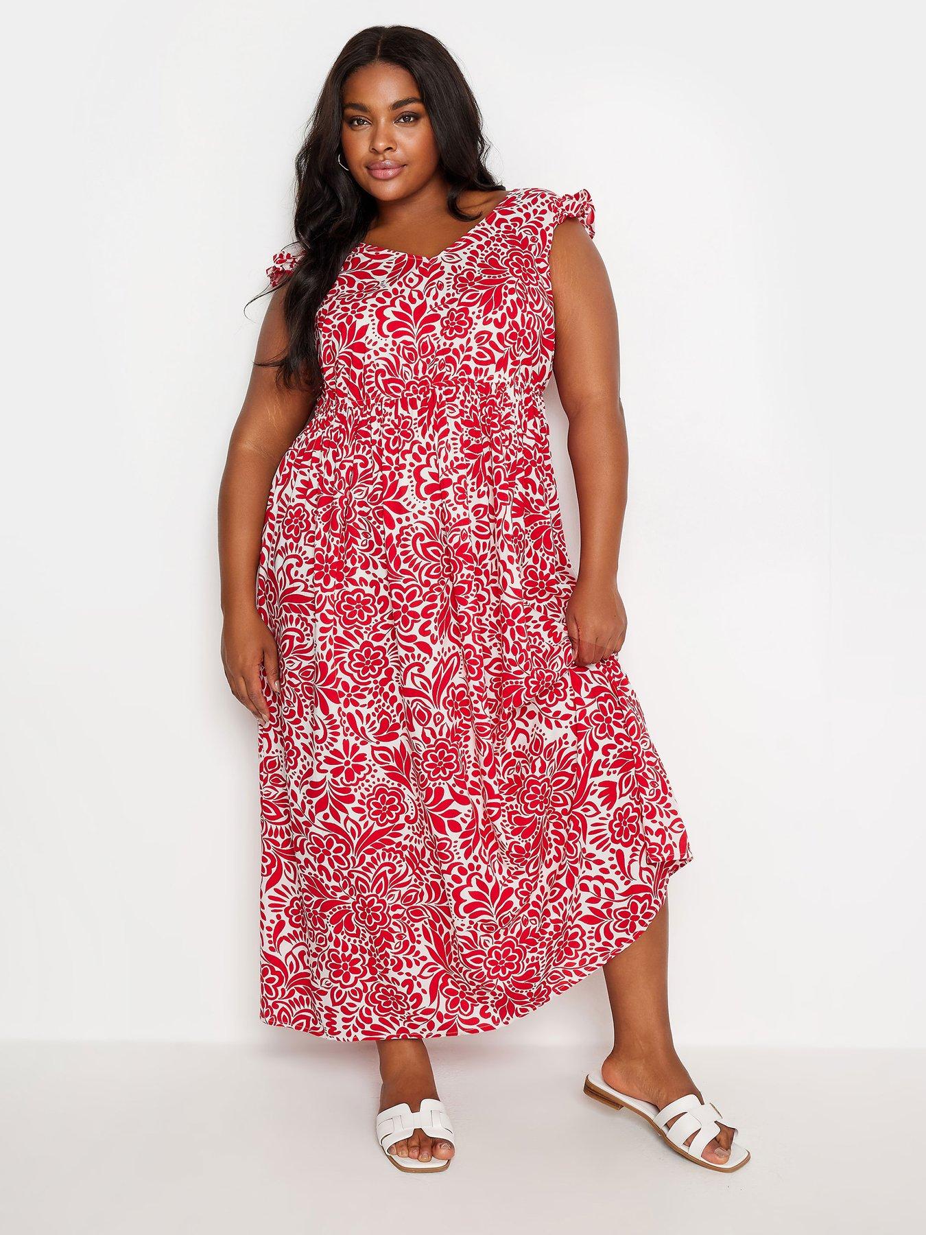 Yours Frill Maxi Dress - Red | Very.co.uk