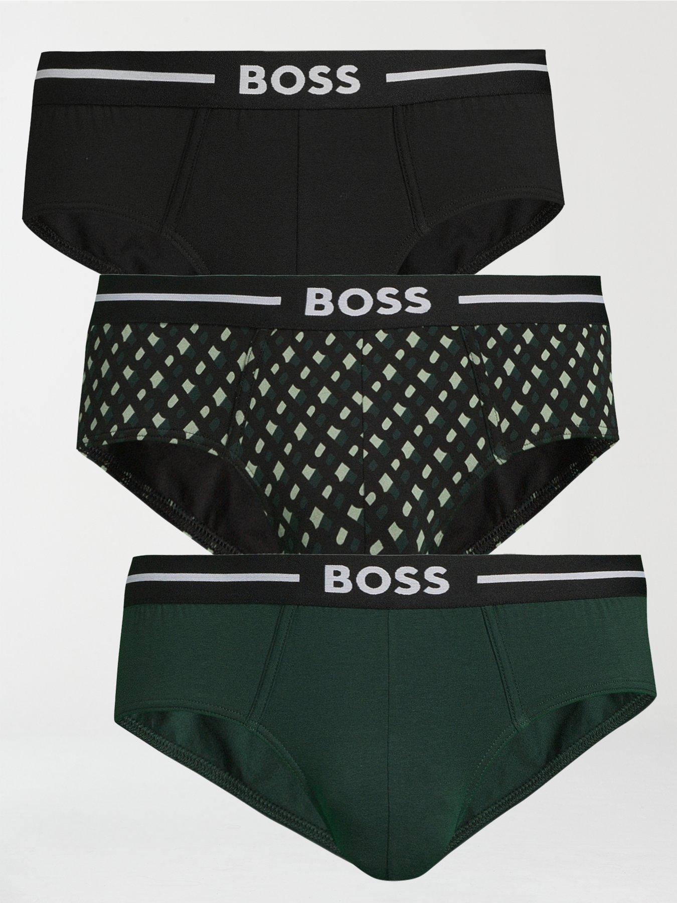 undefined 3 Pack Bold BB Monogram Briefs (Navy/Green)