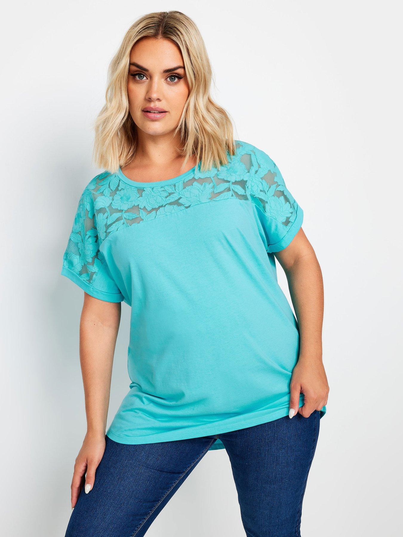 undefined Mesh Floral T-Shirt - Blue