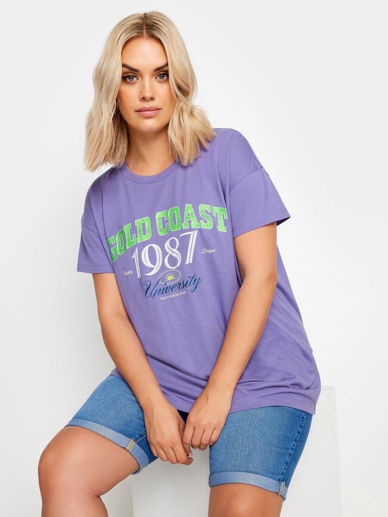 Image 1 of 4 of Yours Placement Print T-Shirt - Purple