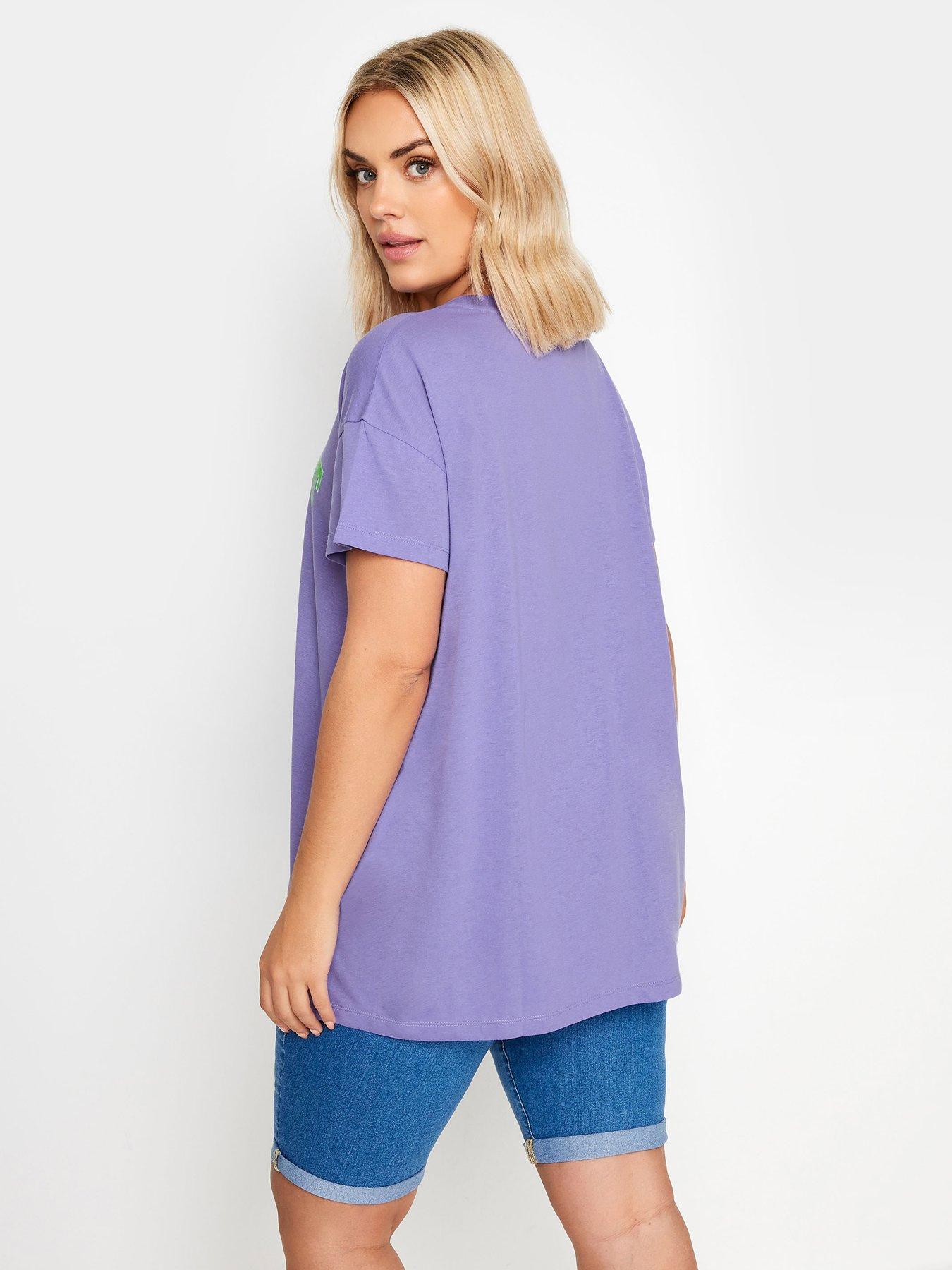 Image 2 of 4 of Yours Placement Print T-Shirt - Purple