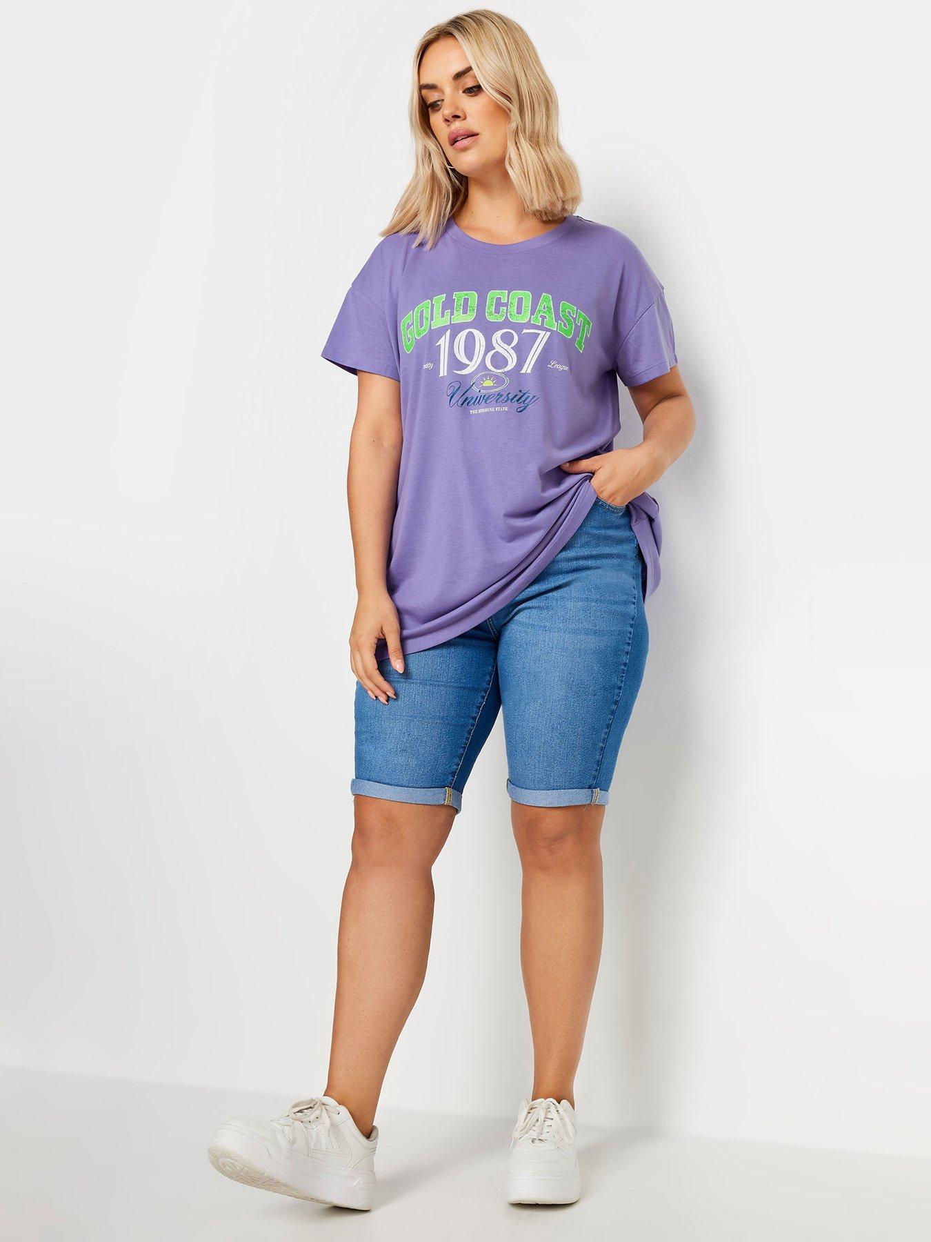 Image 3 of 4 of Yours Placement Print T-Shirt - Purple