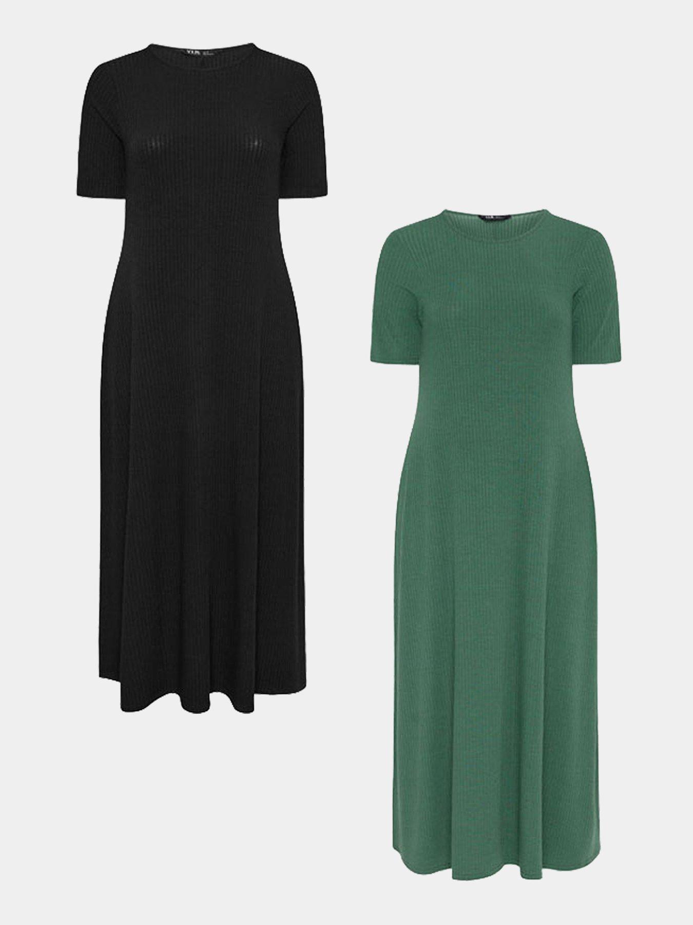 Yours 2 Pack Rib Swing Maxi Dress - Multi | Very.co.uk