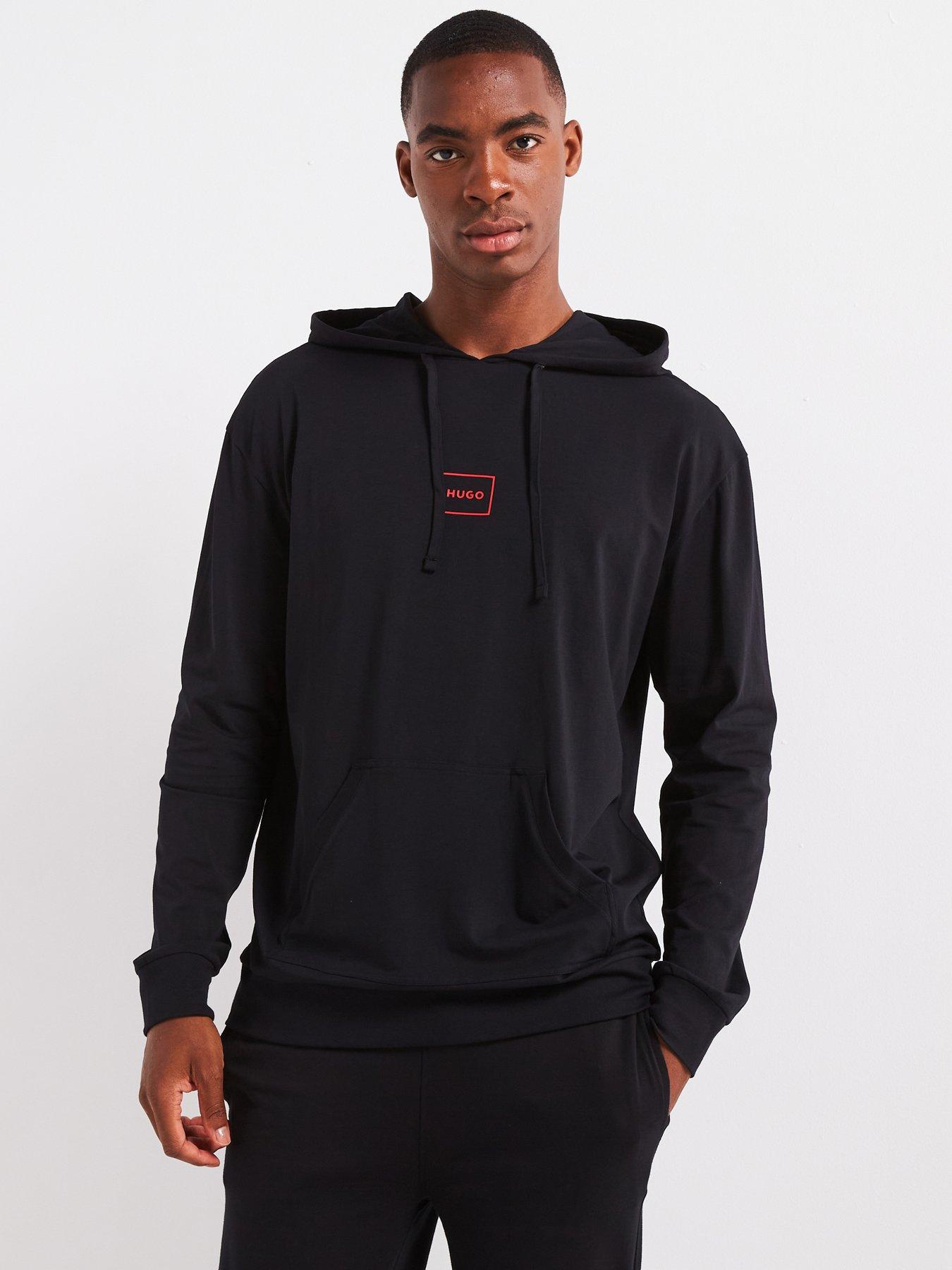 Image 1 of 4 of HUGO Laze Hoodie Relaxed Fit Loungewear Hoodie - Black