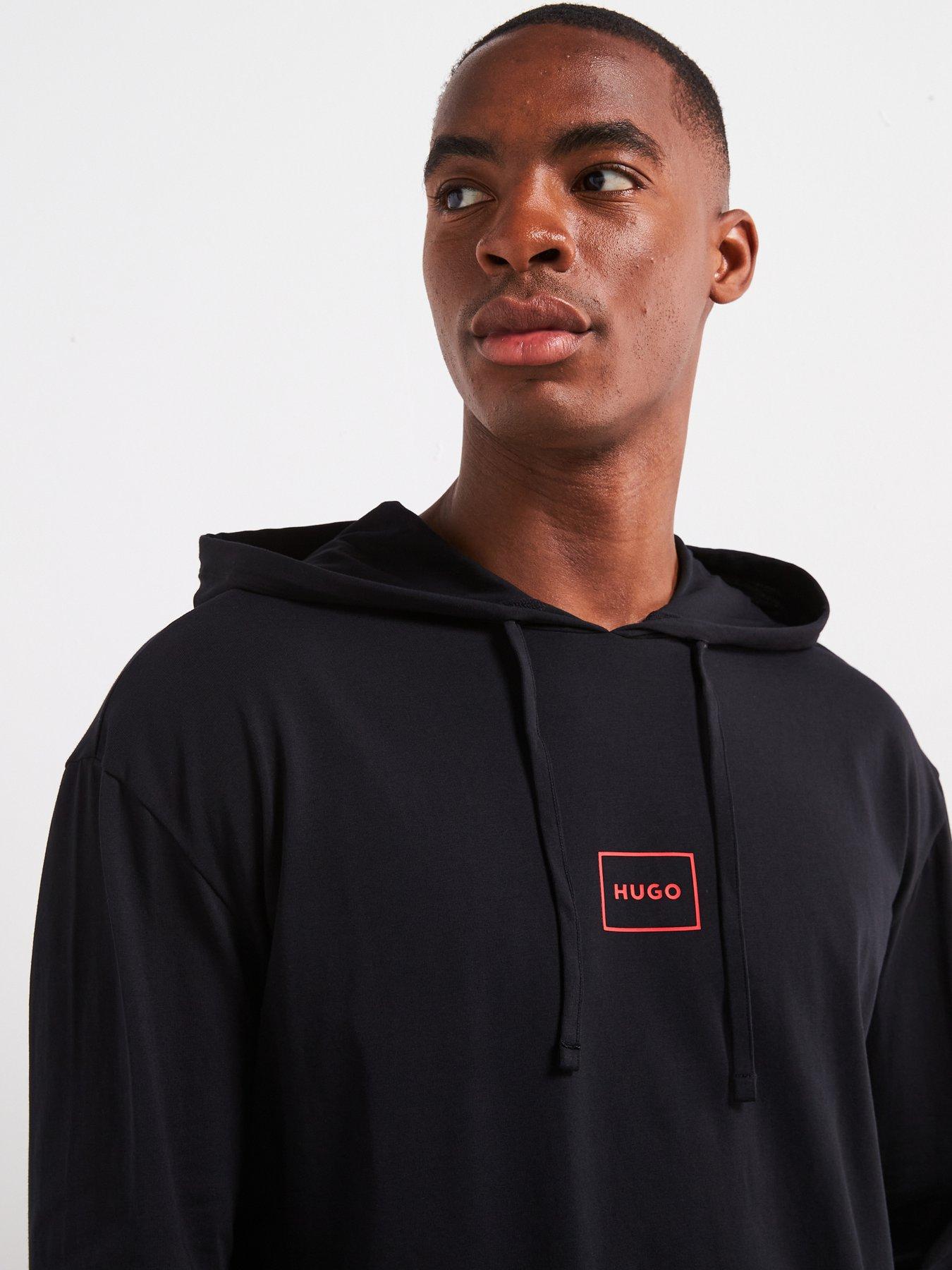 Image 4 of 4 of HUGO Laze Hoodie Relaxed Fit Loungewear Hoodie - Black