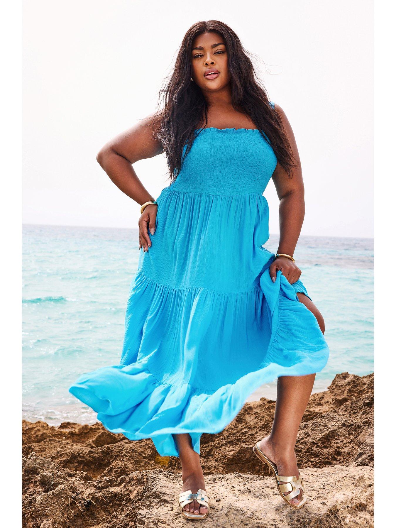 Yours Shirred Strappy Tiered Maxi Dress | Very.co.uk