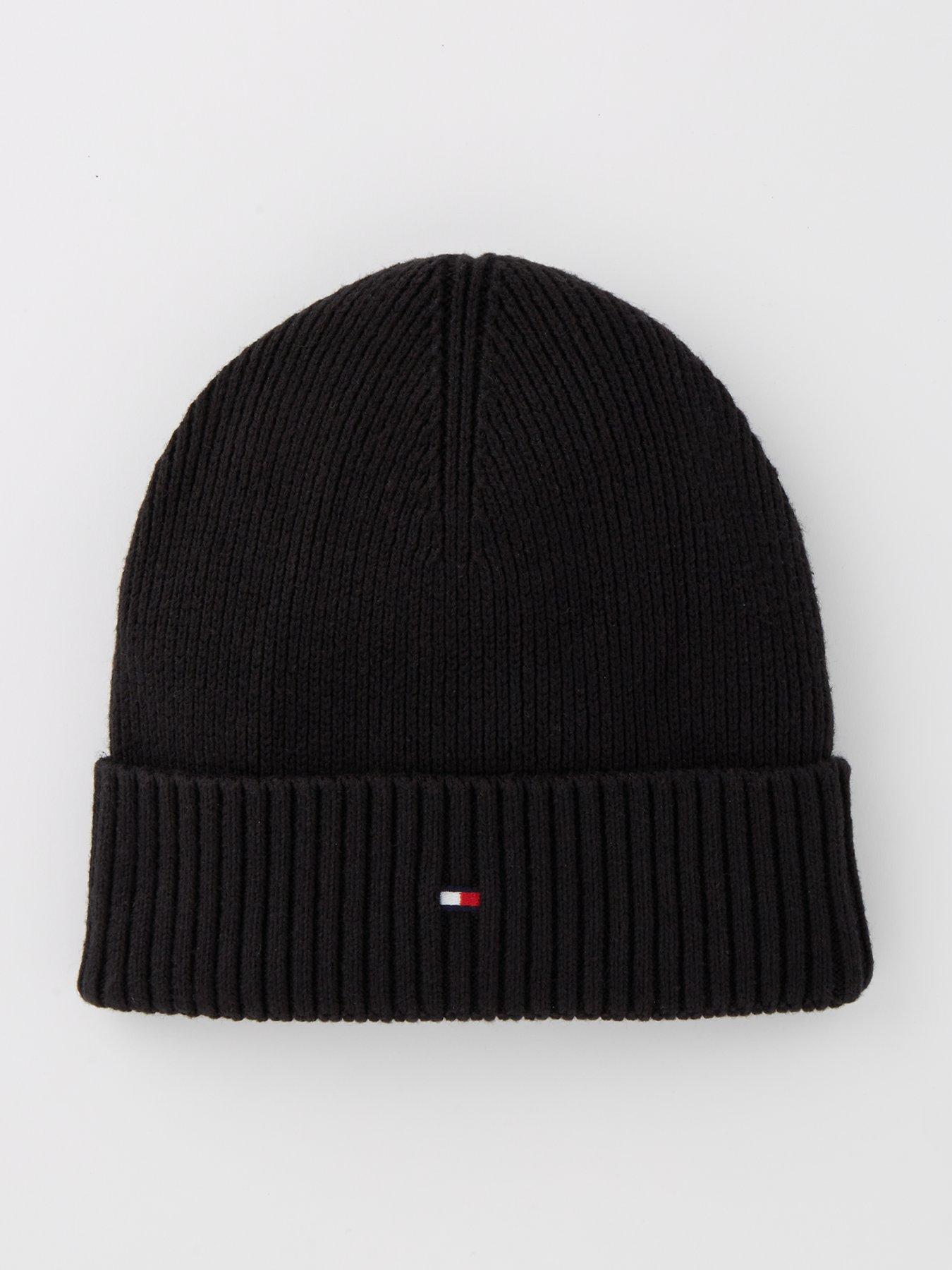 Image 1 of 4 of Tommy Hilfiger Pima Cotton Flag Beanie - Black