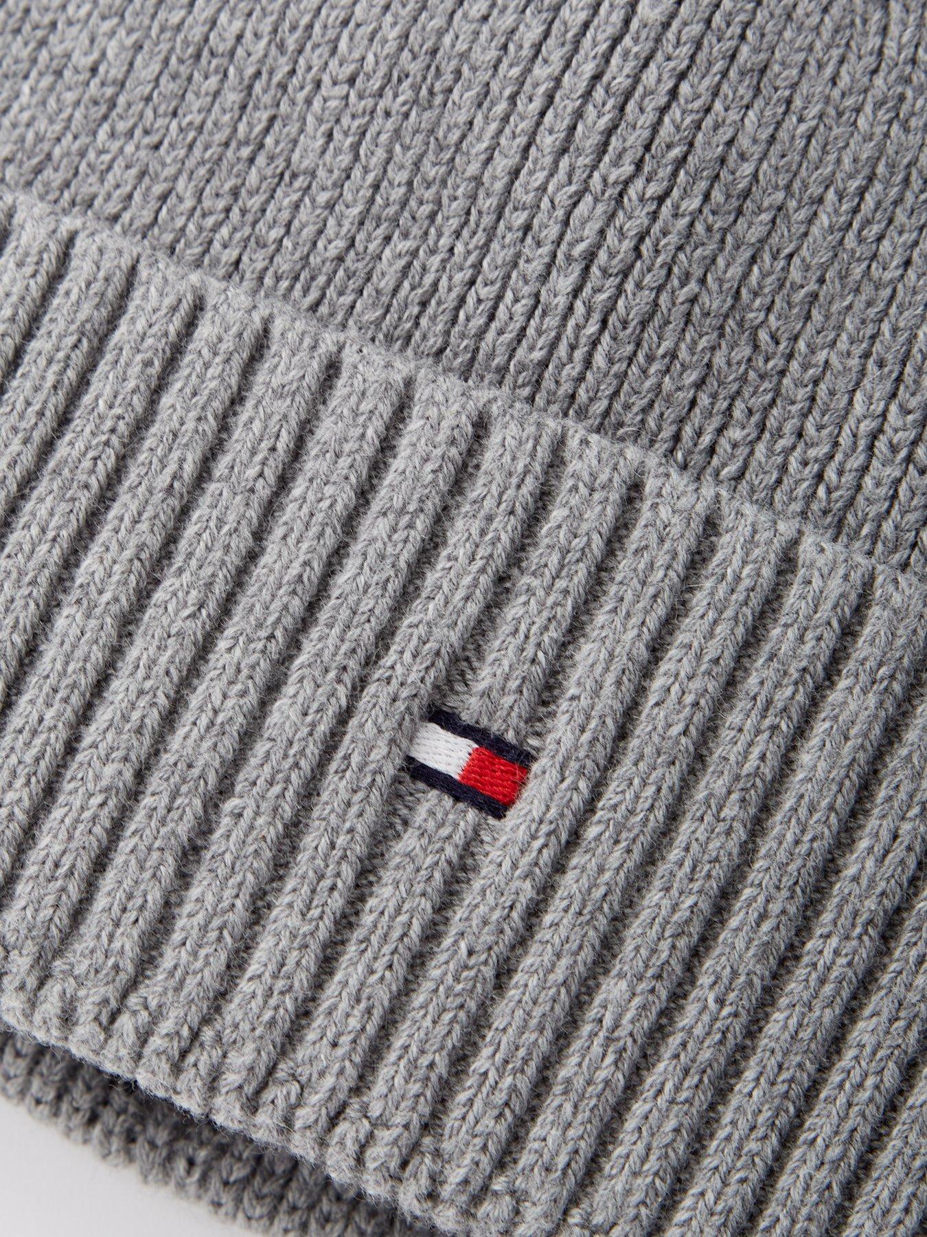 Image 3 of 4 of Tommy Hilfiger Pima Cotton Flag Beanie - Grey