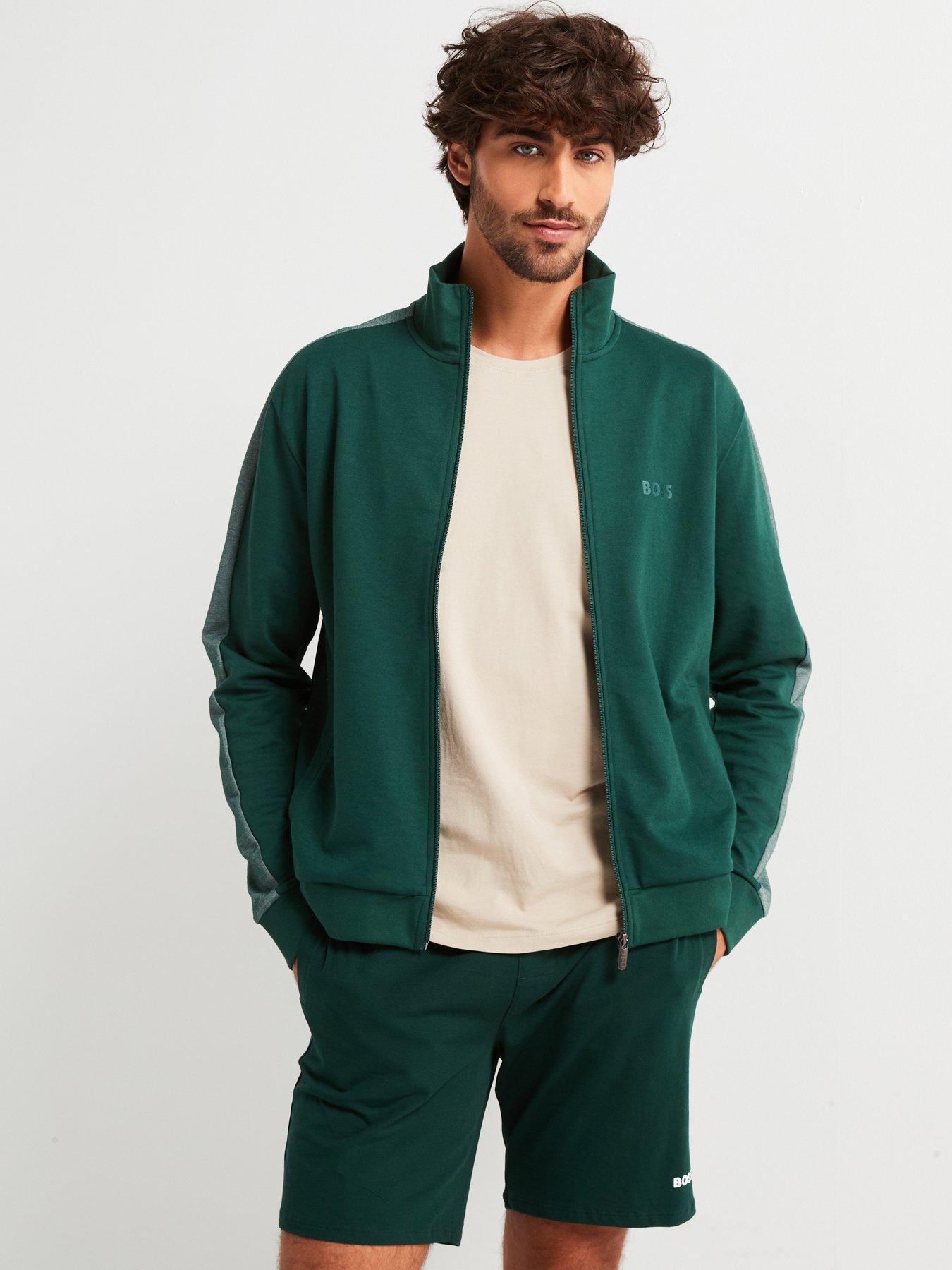 BOSS Bodywear Tracksuit Full Zip Loungewear Track Top Dark Green Very