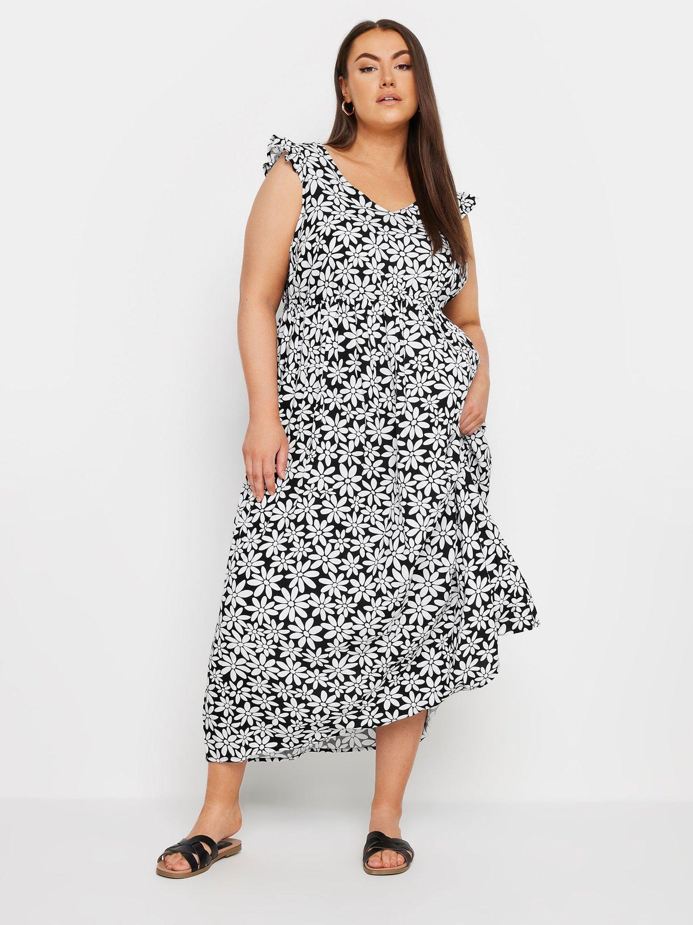 Yours Frill Maxi Dress Black White Very