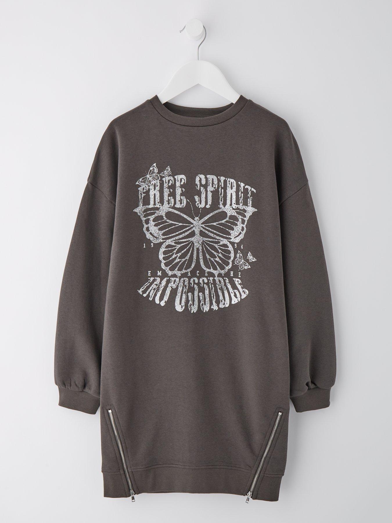 undefined Girls Butterfly Sweat Dress - Black
