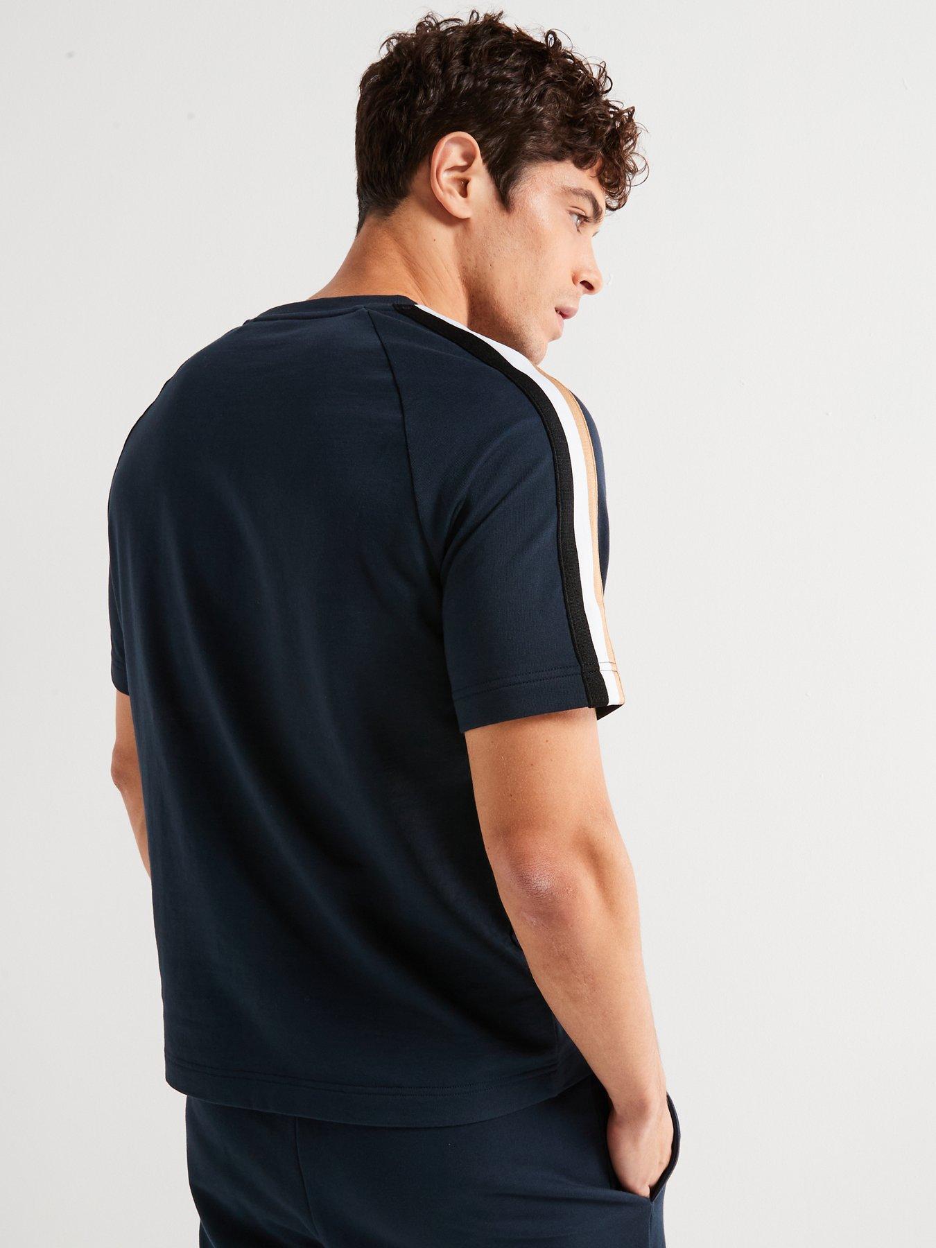 Image 2 of 5 of BOSS Iconic Stripe Regular Fit Loungewear T-Shirt - Dark Blue