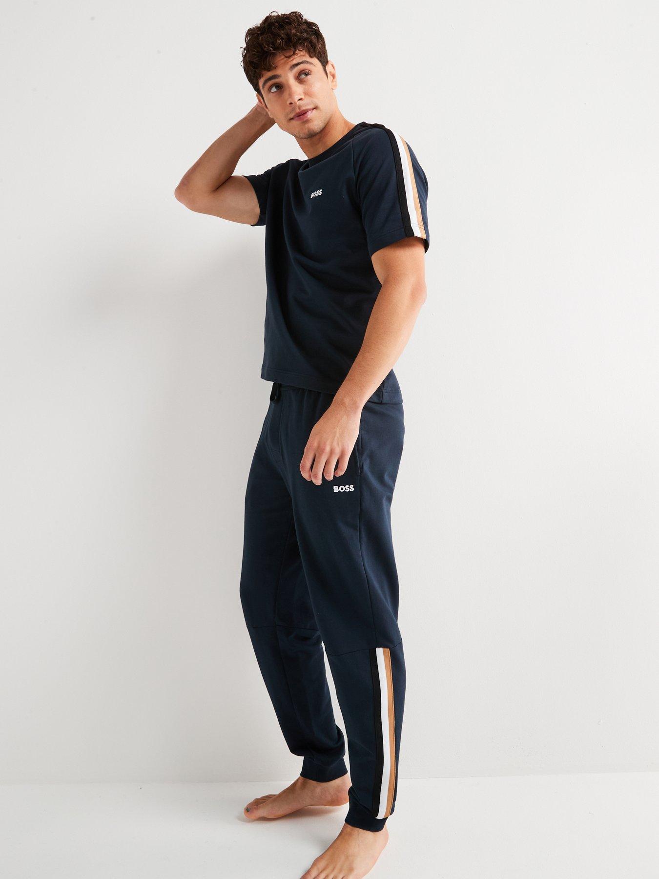 Image 3 of 5 of BOSS Iconic Stripe Regular Fit Loungewear T-Shirt - Dark Blue