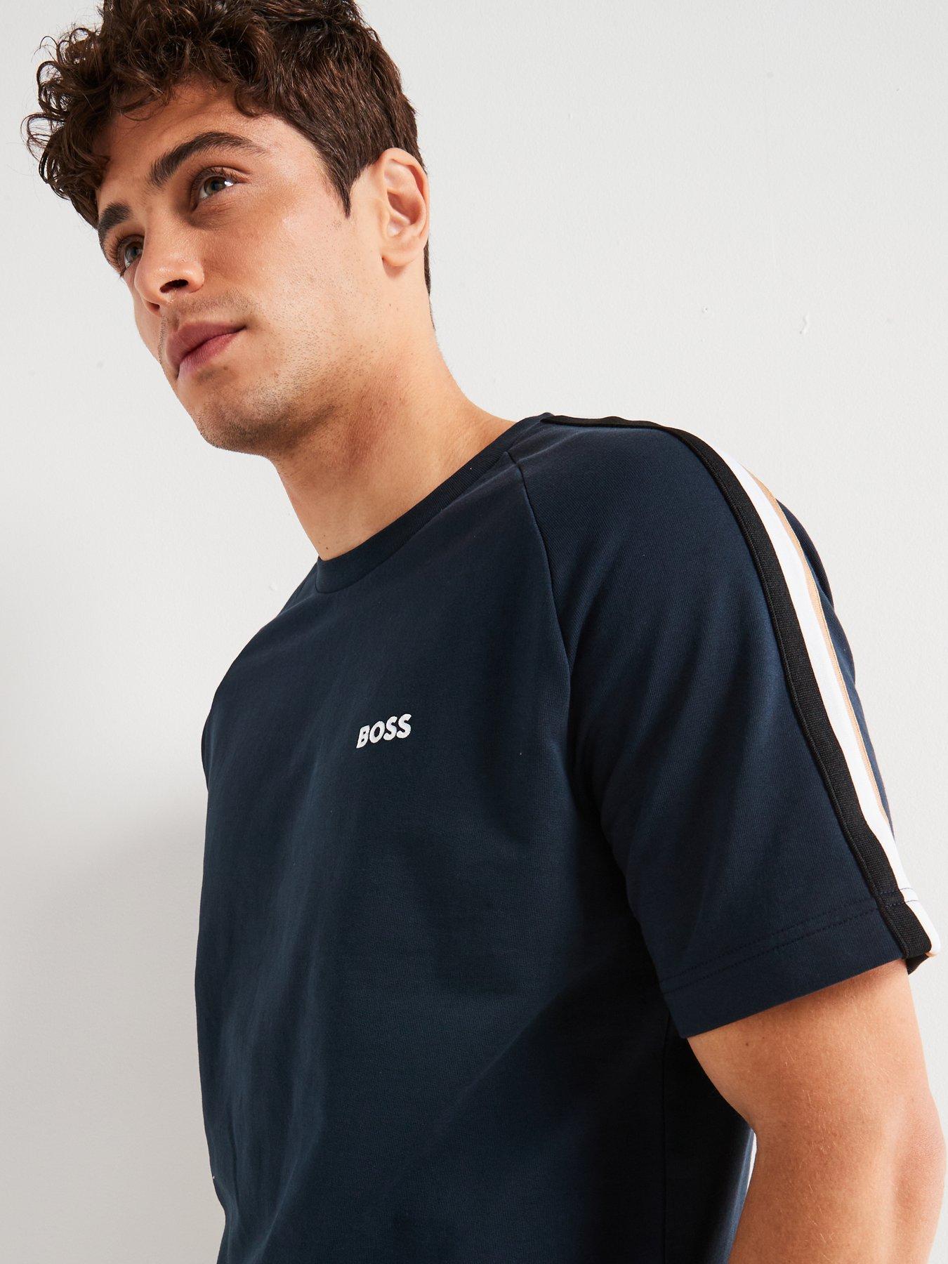 Image 4 of 5 of BOSS Iconic Stripe Regular Fit Loungewear T-Shirt - Dark Blue
