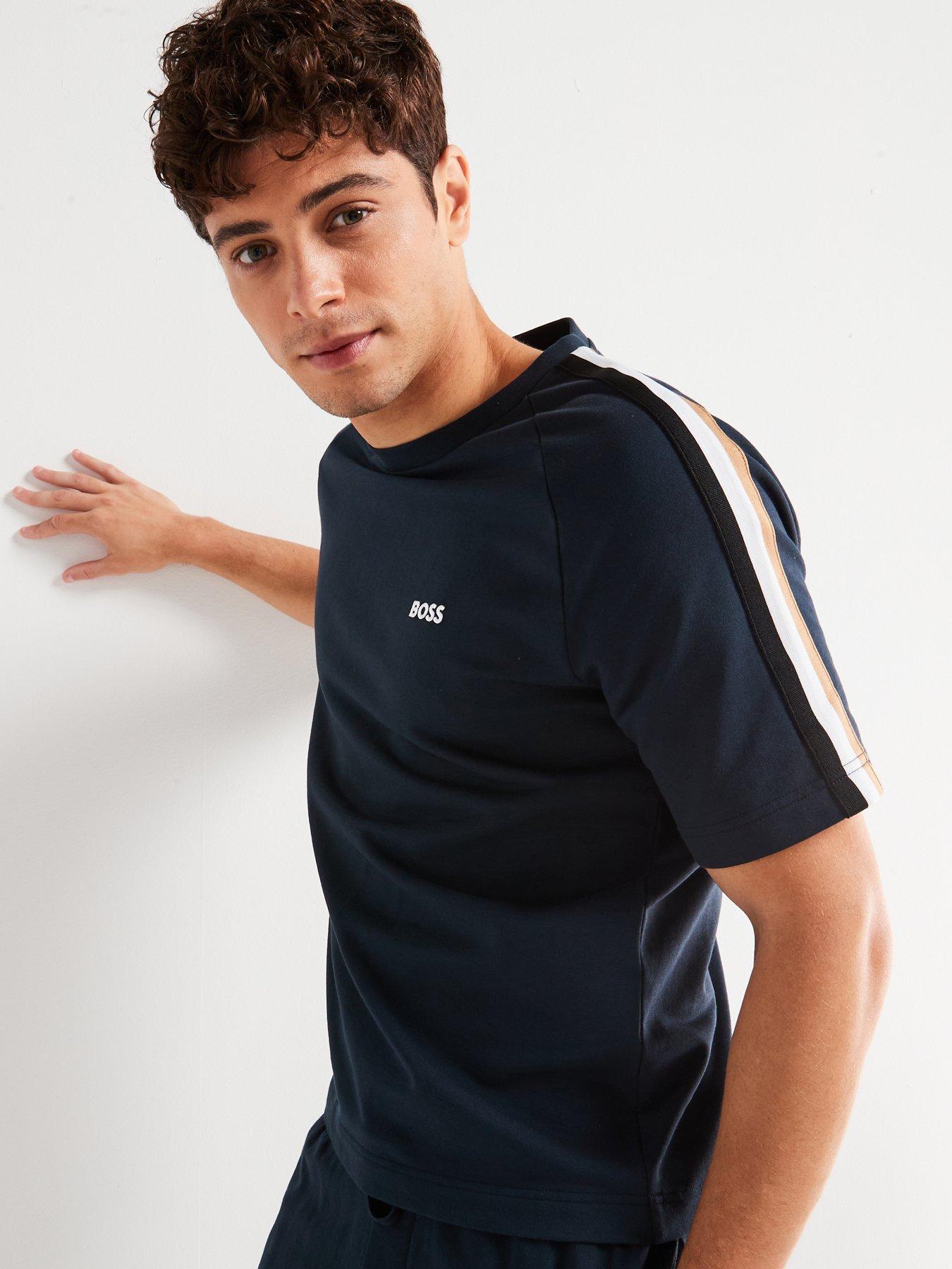 Image 5 of 5 of BOSS Iconic Stripe Regular Fit Loungewear T-Shirt - Dark Blue