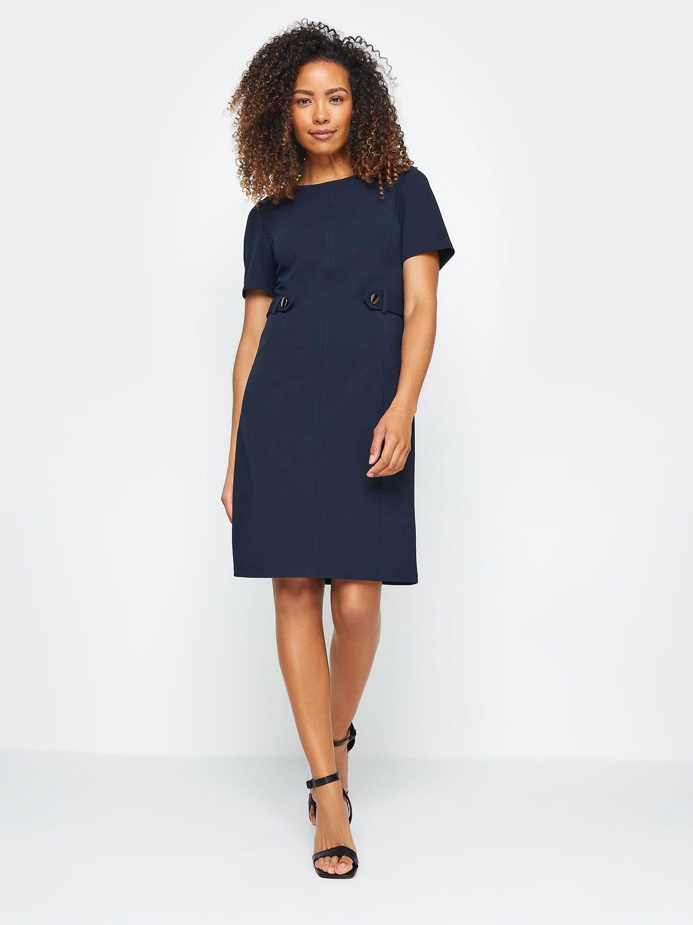 M Co Button Detail Tailored Shift Dress Blue Very
