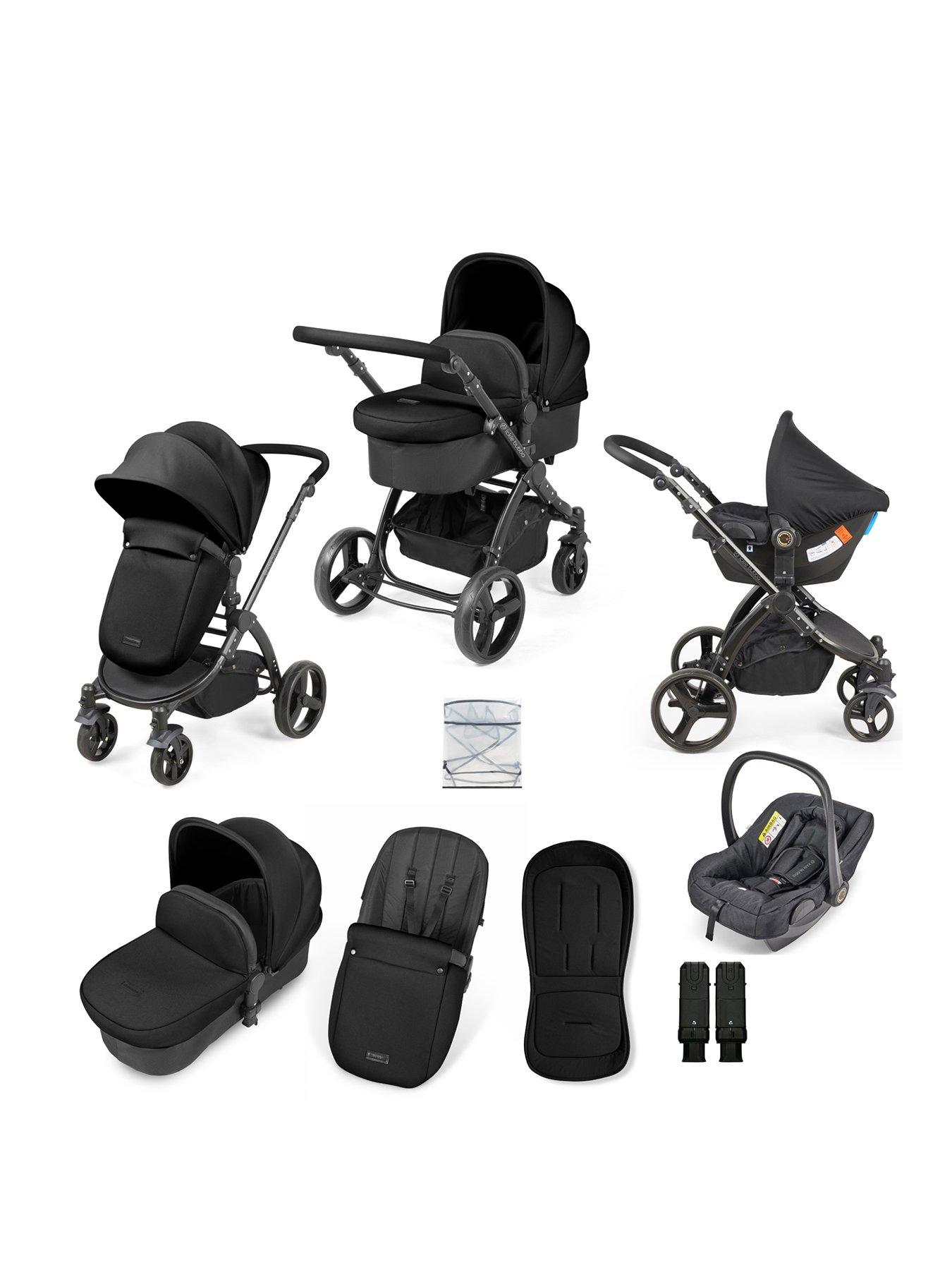 Ickle Bubba Stomp Urban 9 Piece Travel System with Astral Car Seat - Matte Black / Midnight / Black