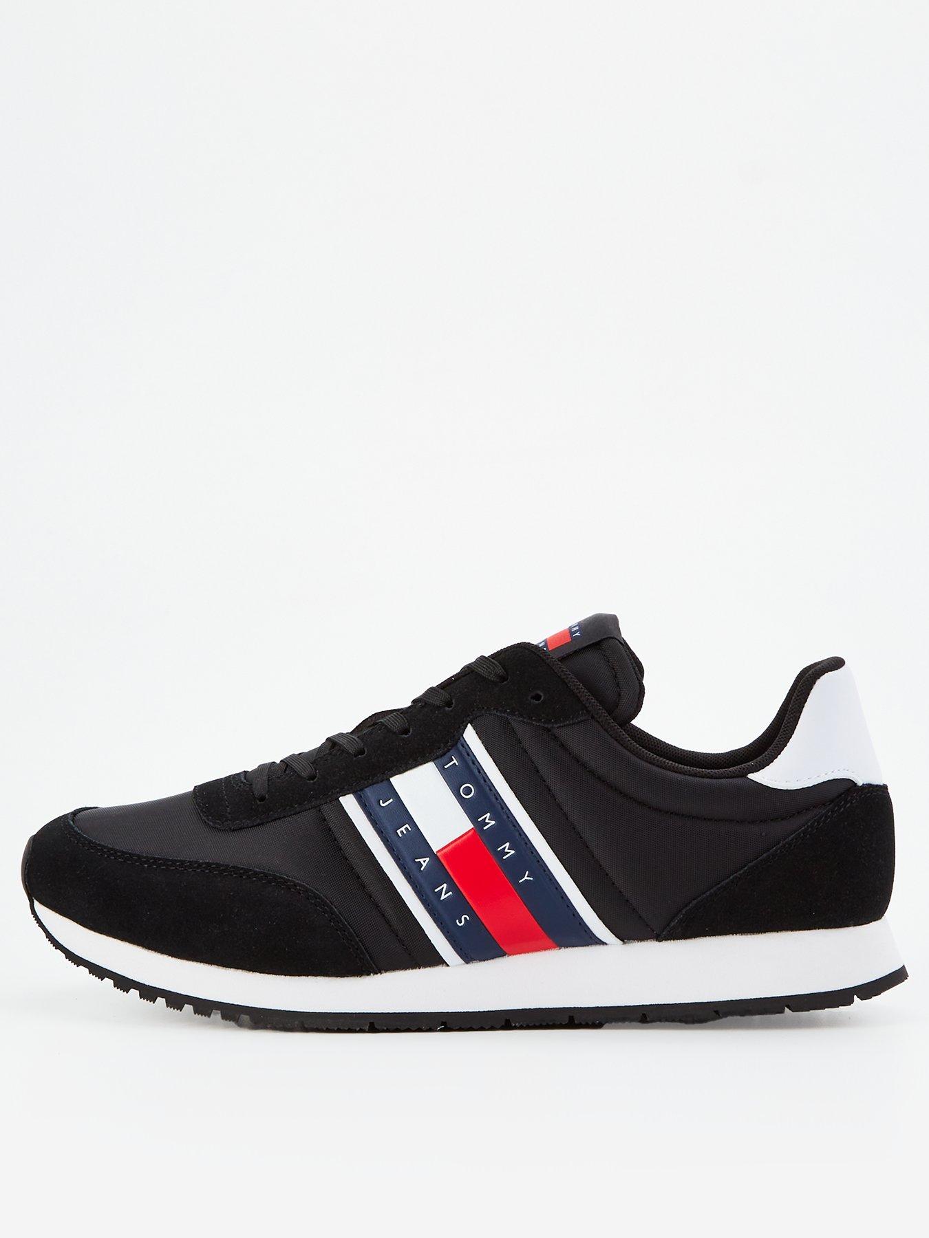 Tommy Jeans Flag Stripe Casual Essential Runners - Black, Black, Size 43, Men
