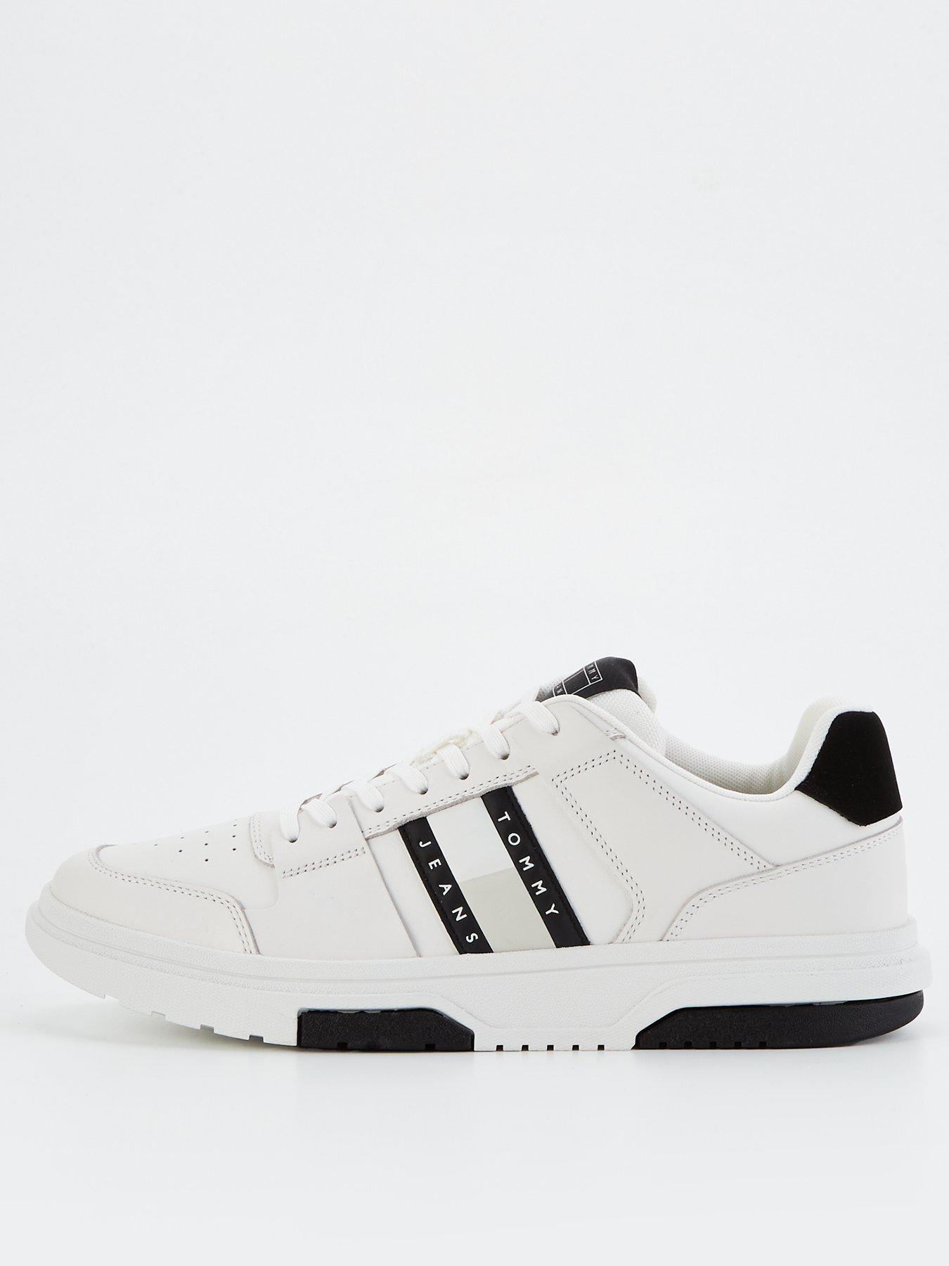 tommy jeans the brooklyn flag stripe leather essential sneakers - black