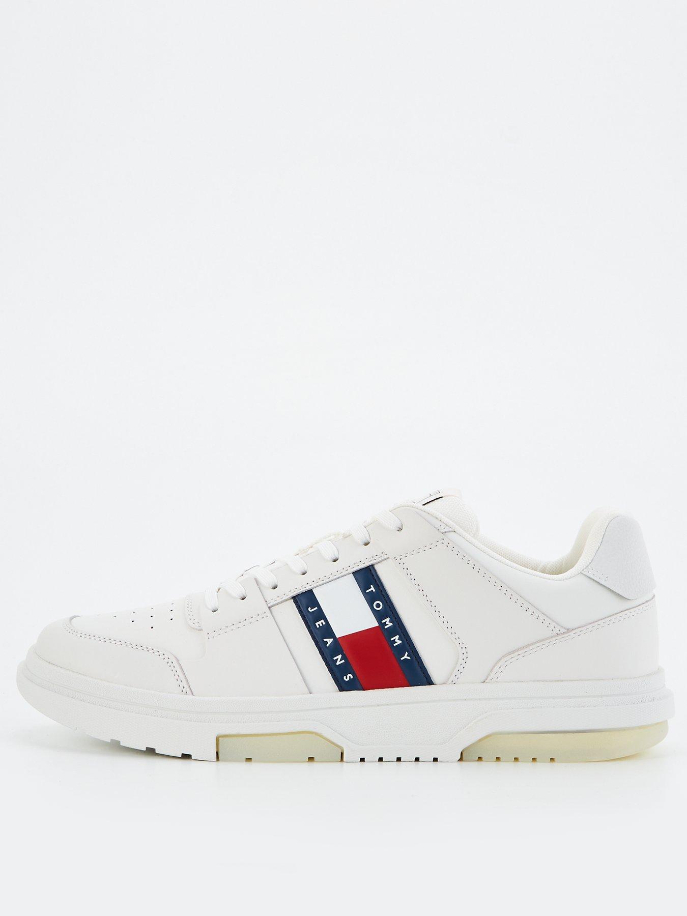undefined The Brooklyn Flag Stripe Leather Essential Sneakers - Cream