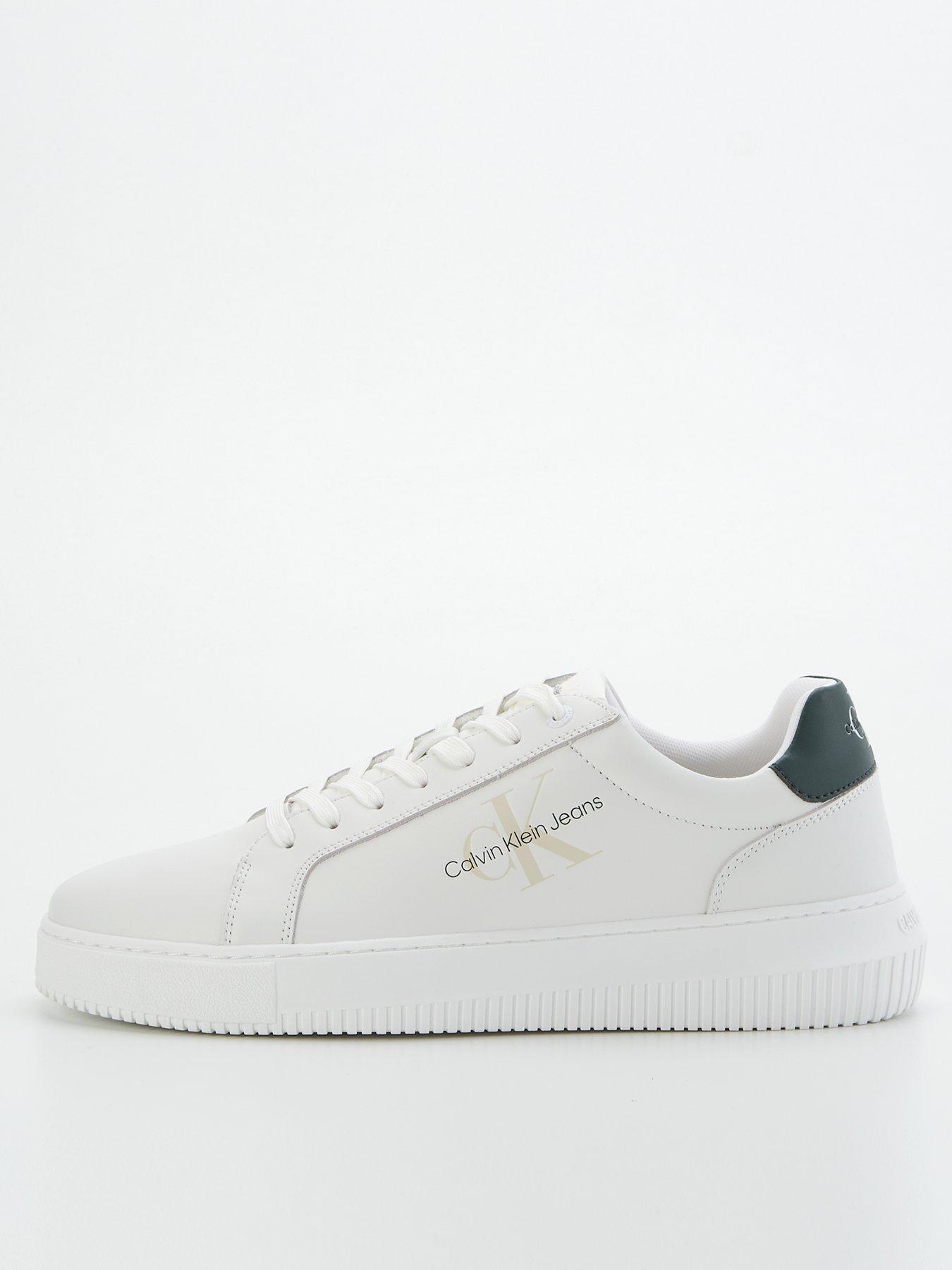 Calvin Klein Jeans Chunky Cupsole Mono Leather Lace Sneaker - White, White, Size 45, Men
