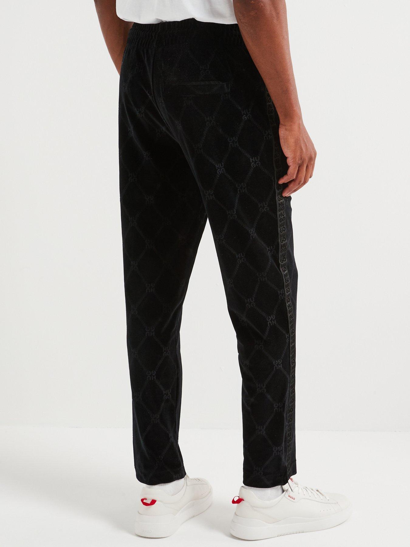HUGO Dislaco Mono Chain Relaxed Fit Velour Trousers Black Very