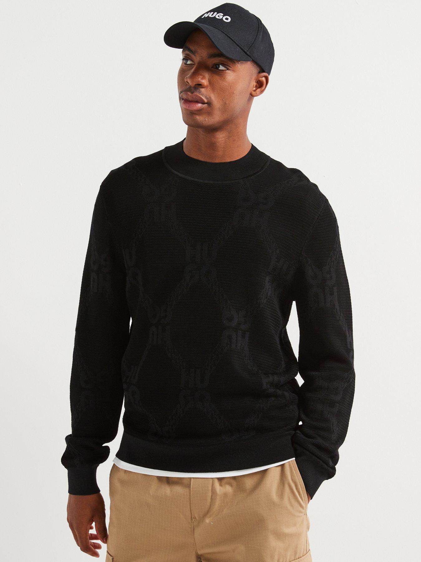 undefined Sylor Regular Fit Pique Mono Chain Knitted Jumper - Black