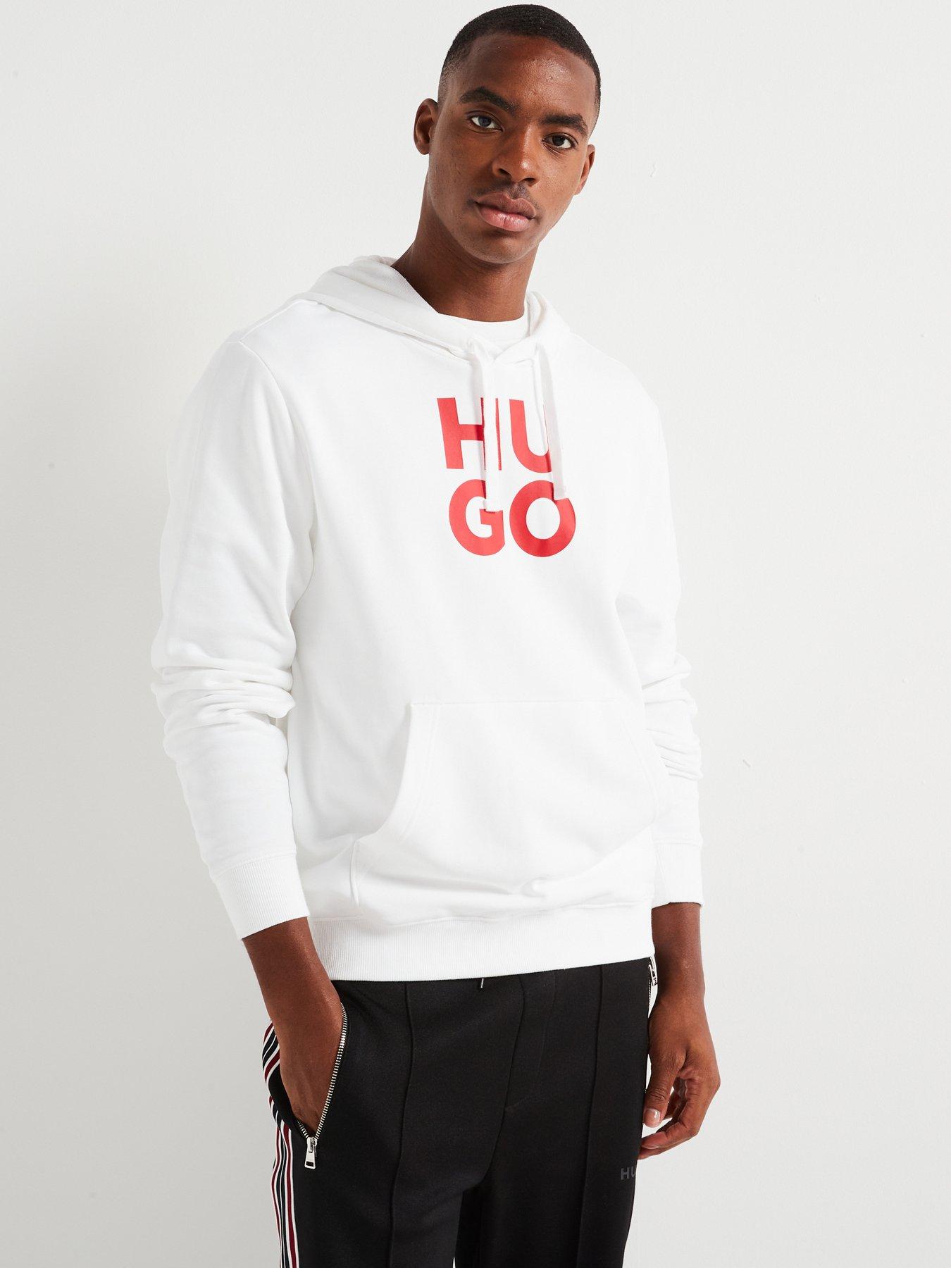 undefined Daltorreson Stacked Logo Regular Fit Overhead Hoodie - White