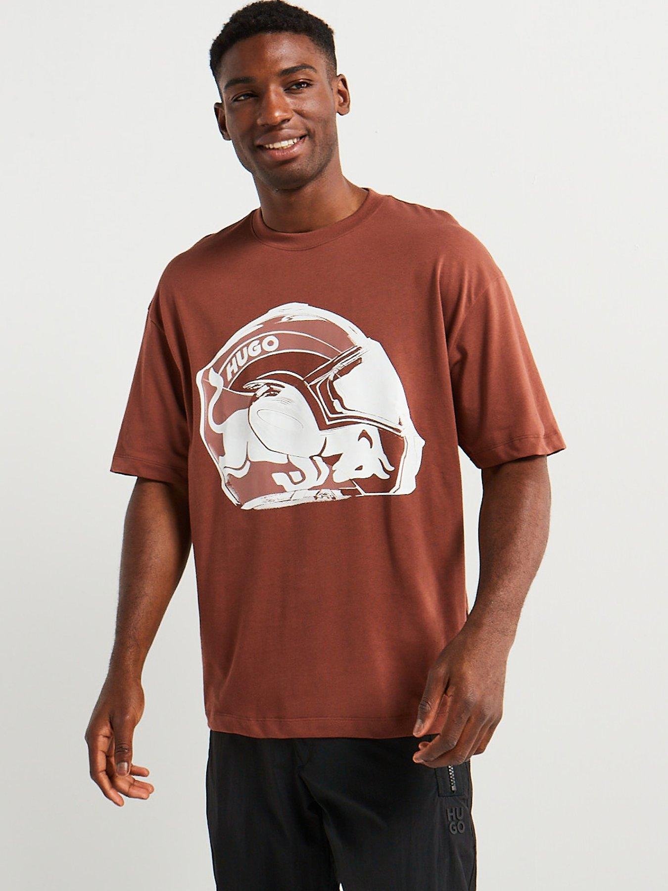 HUGO x RB Dit Helmet Oversized Fit T-Shirt - Brown | Very
