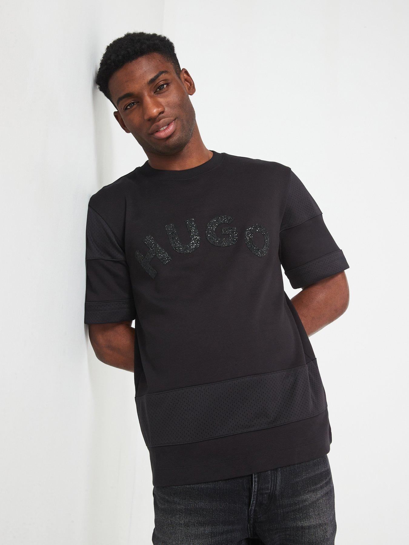 undefined Dacavio Rhinestone Logo Relaxed Fit Jersey T-Shirt - Black