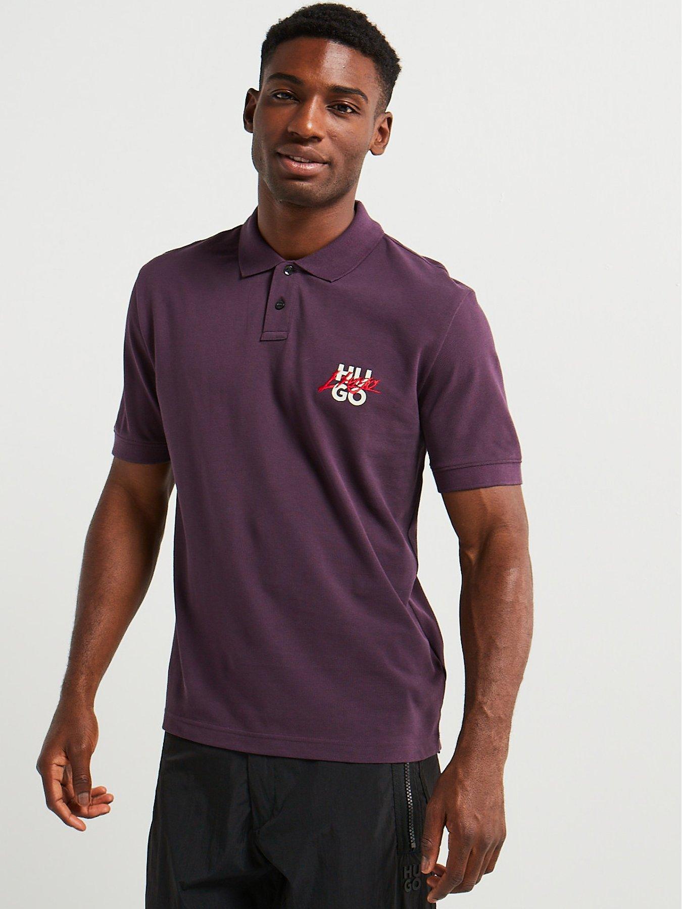 undefined Dalogpolo Shirt Gothic Stacked Logo Relaxed Fit Polo Shirt - Purple