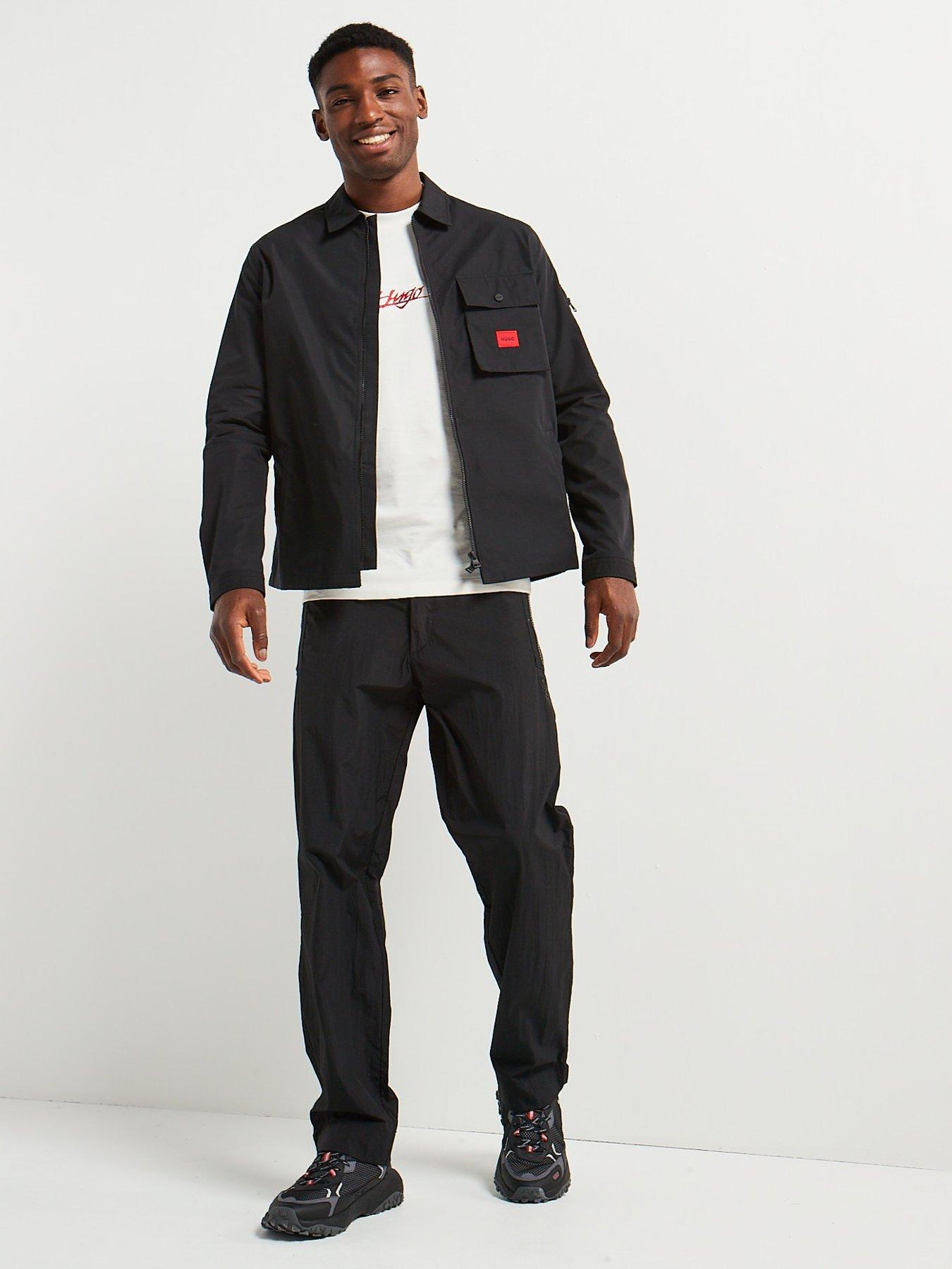 Image 3 of 5 of HUGO Emmond Patch Pocket Logo Regular Fit Zit Thru Overshirt - Black