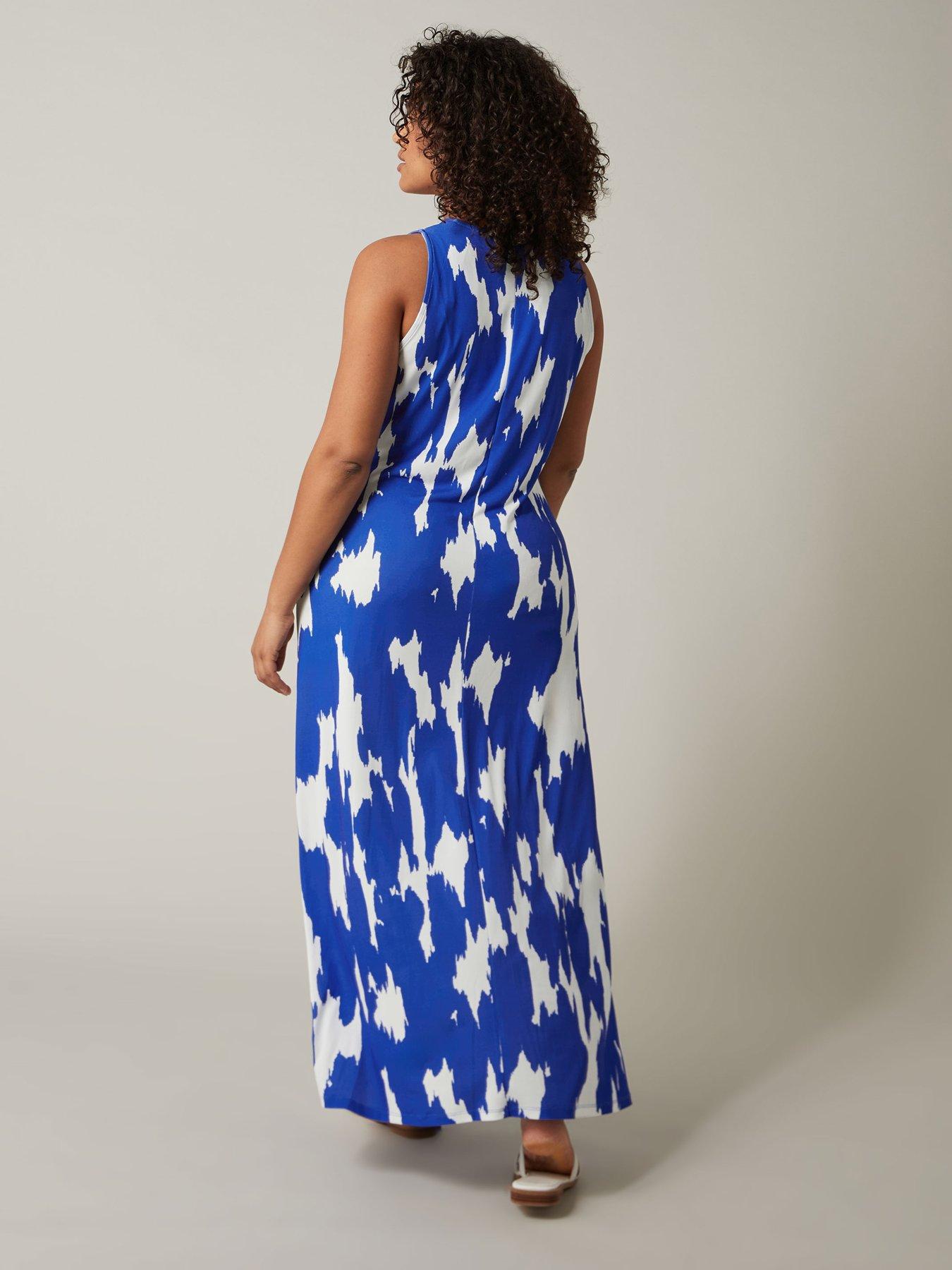 Evans Printed V Neck Twist Maxi Dress Blue Very