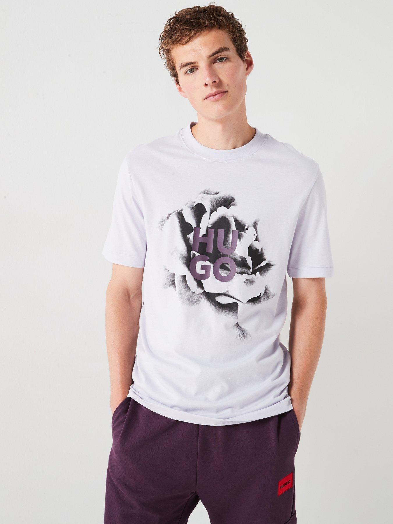 hugo dignitey stacked rose regular fit t-shirt - light purple