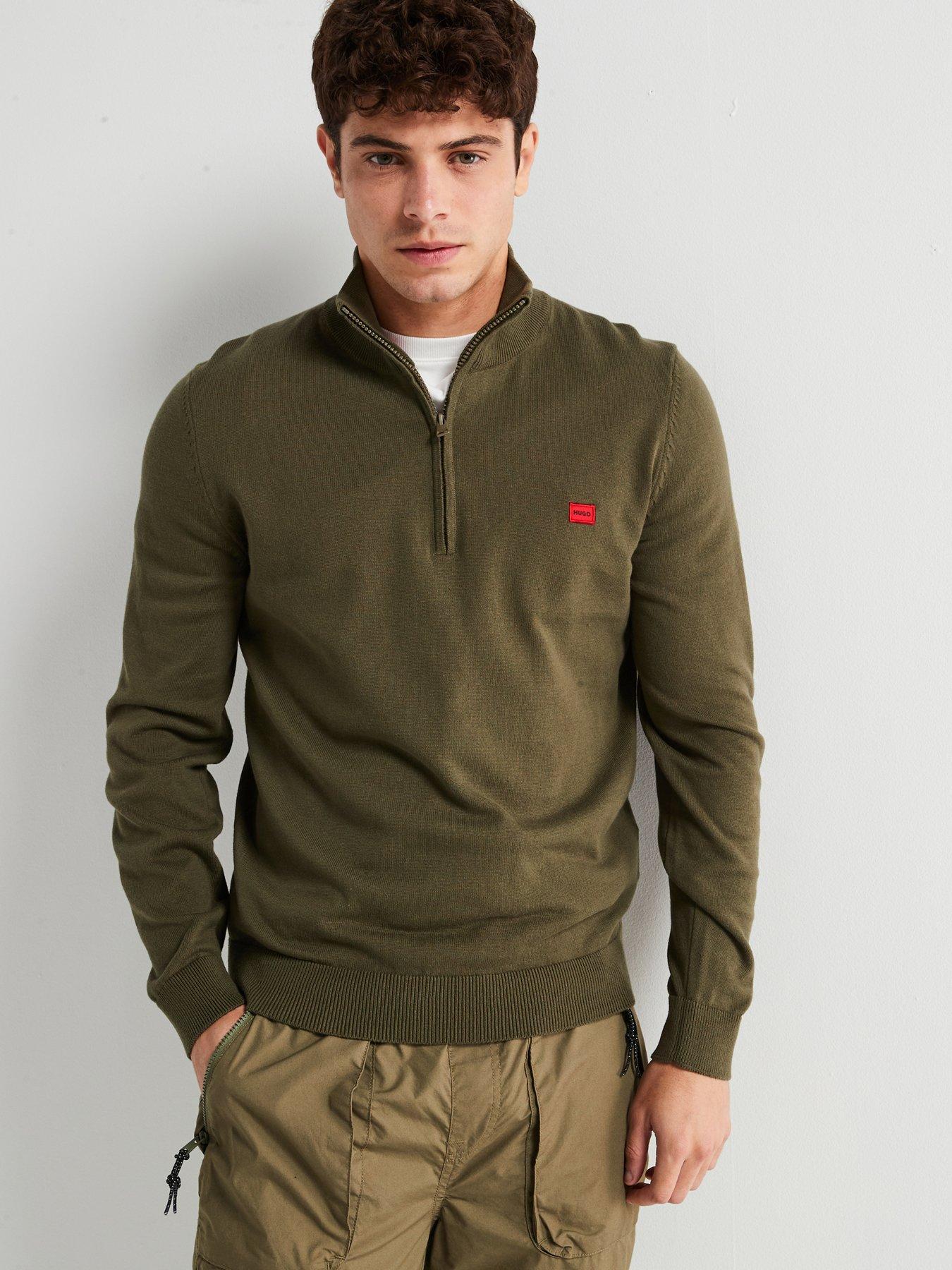 undefined San Quintus-C 1/4 Zip Knitted Jumper - Khaki