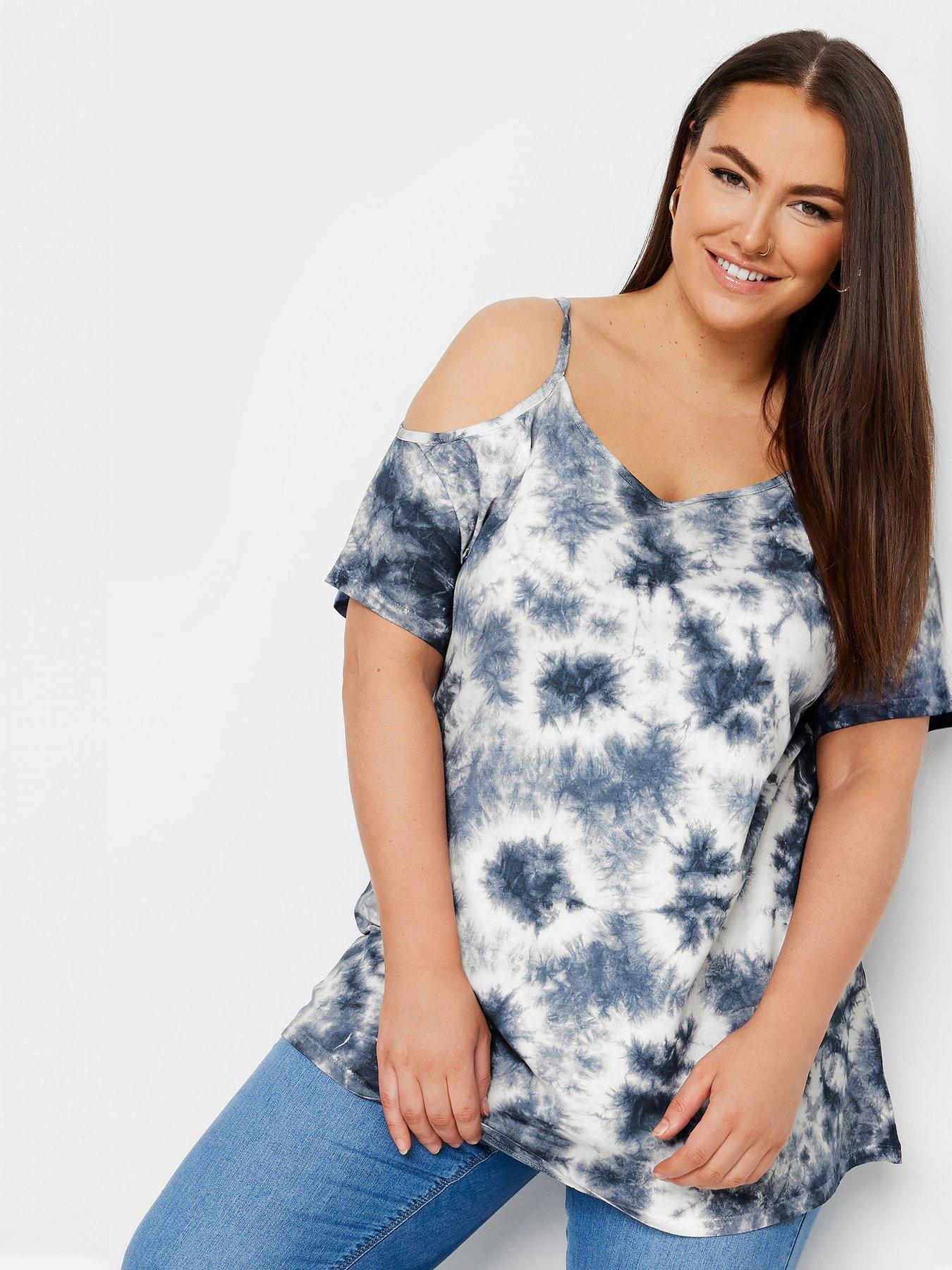 Image 1 of 4 of Yours Curve Strappy Cold Shoulder Top - Blue