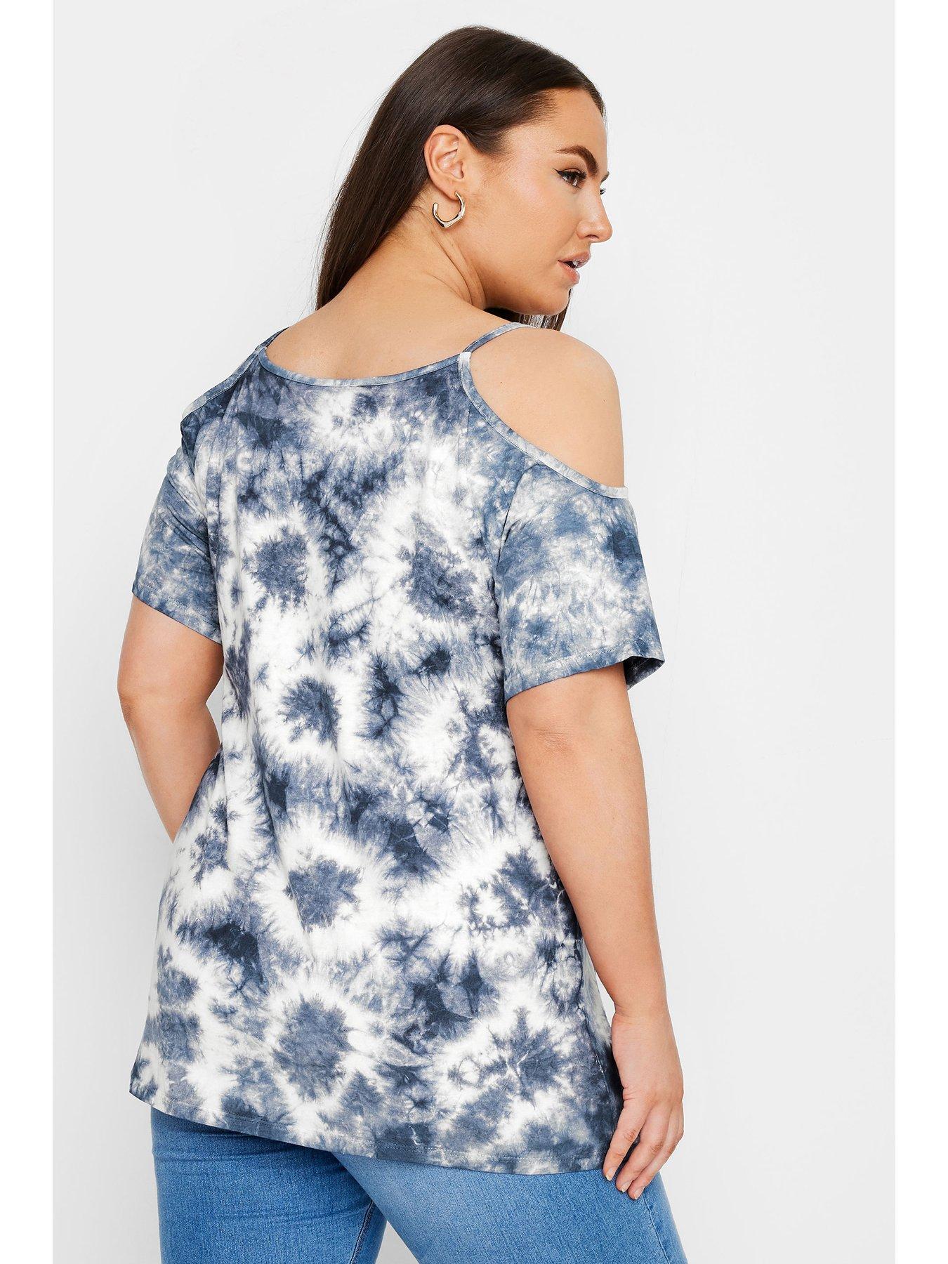 Image 2 of 4 of Yours Curve Strappy Cold Shoulder Top - Blue